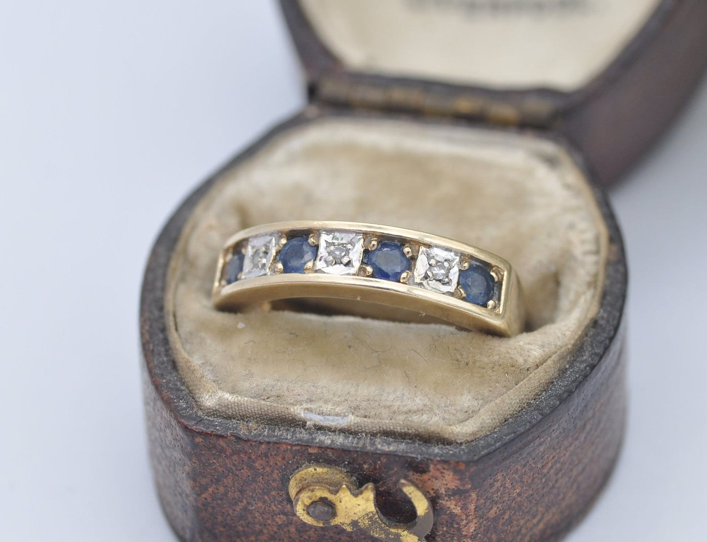 Vintage 9ct Gold Sapphire and Diamond Half Eternity Ring 1994