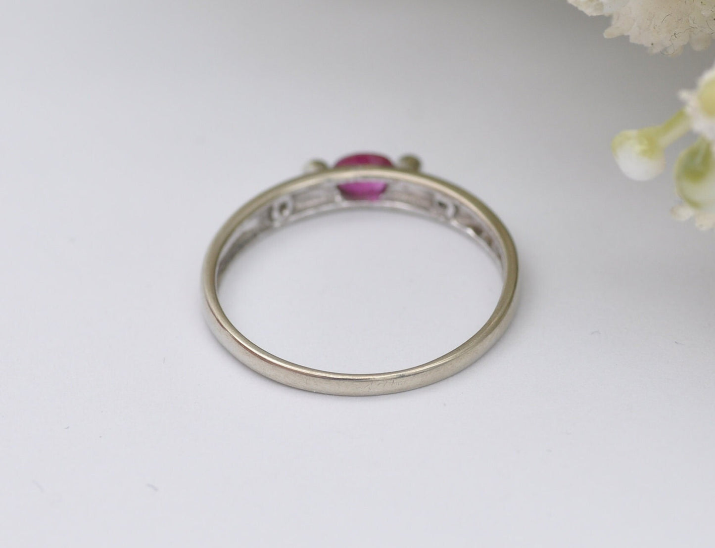 9ct White Gold Ruby & Diamond Ring