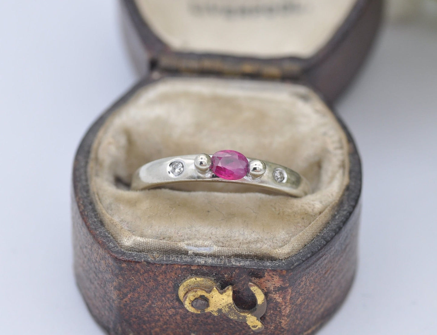 9ct White Gold Ruby & Diamond Ring