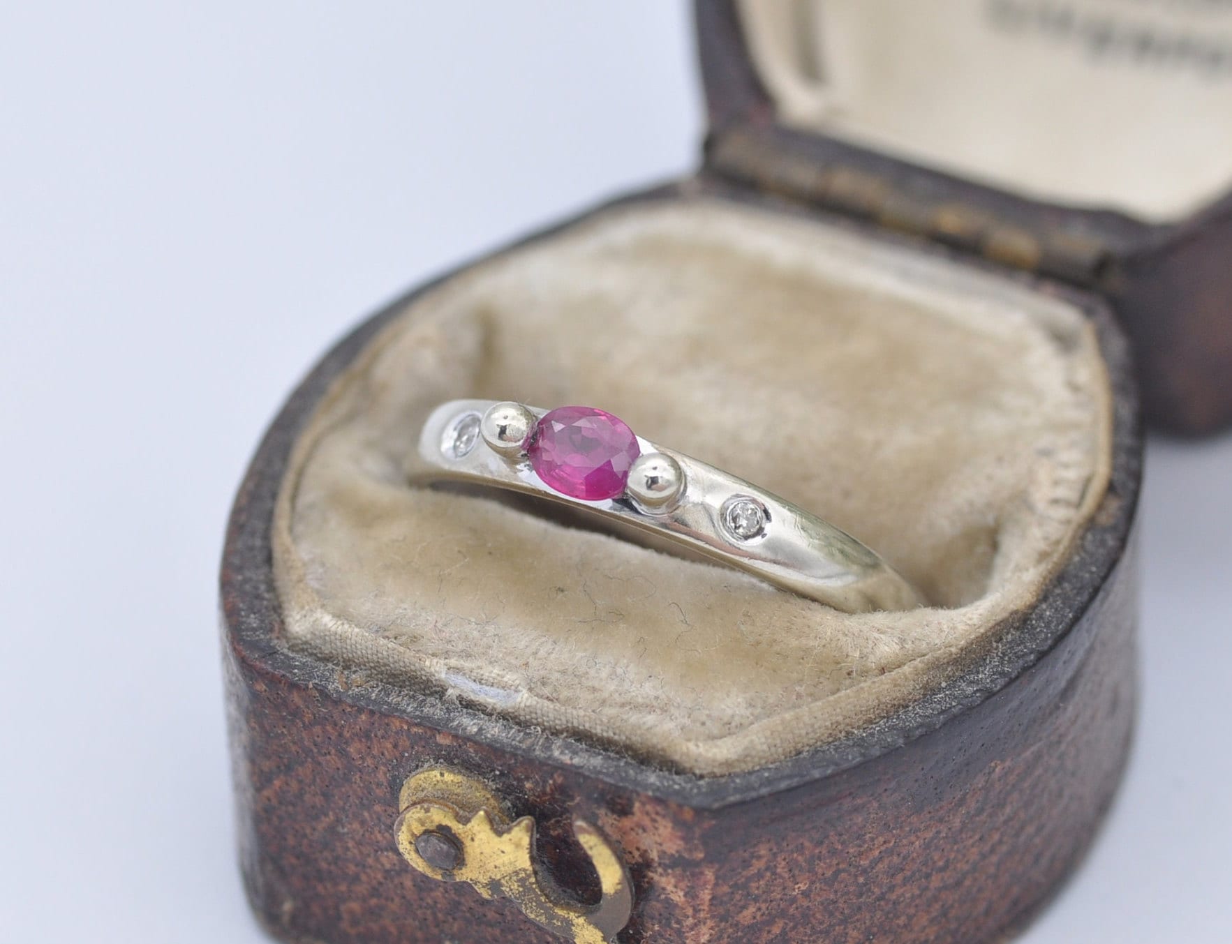 9ct White Gold Ruby & Diamond Ring