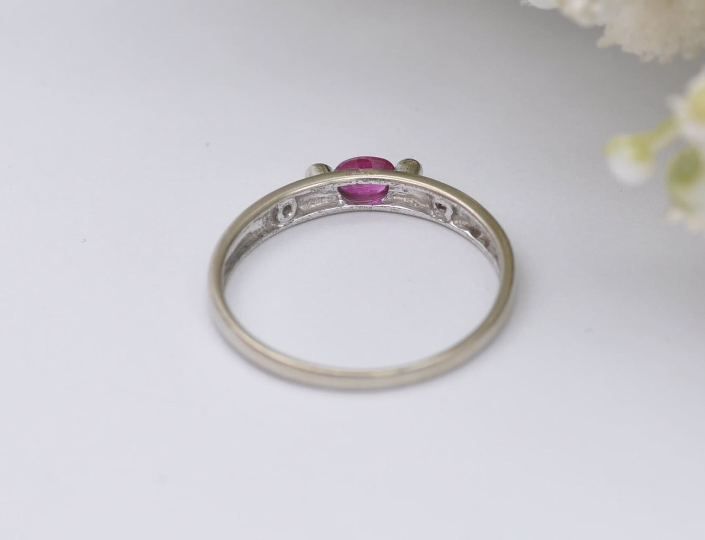 9ct White Gold Ruby & Diamond Ring