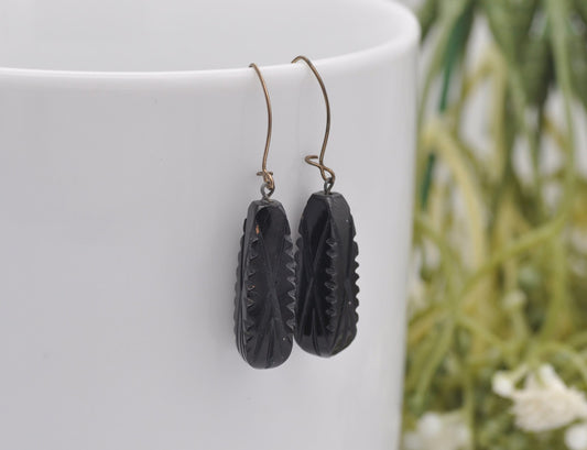 Antique Victorian Jet Drop Earrings