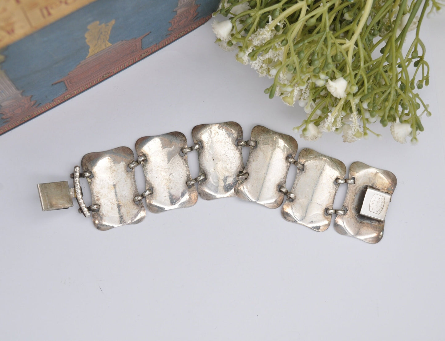 Vintage Simba Silver Tone Panel Bracelet Handmade in Africa