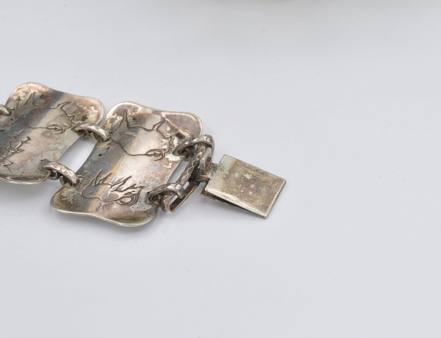 Vintage Simba Silver Tone Panel Bracelet Handmade in Africa