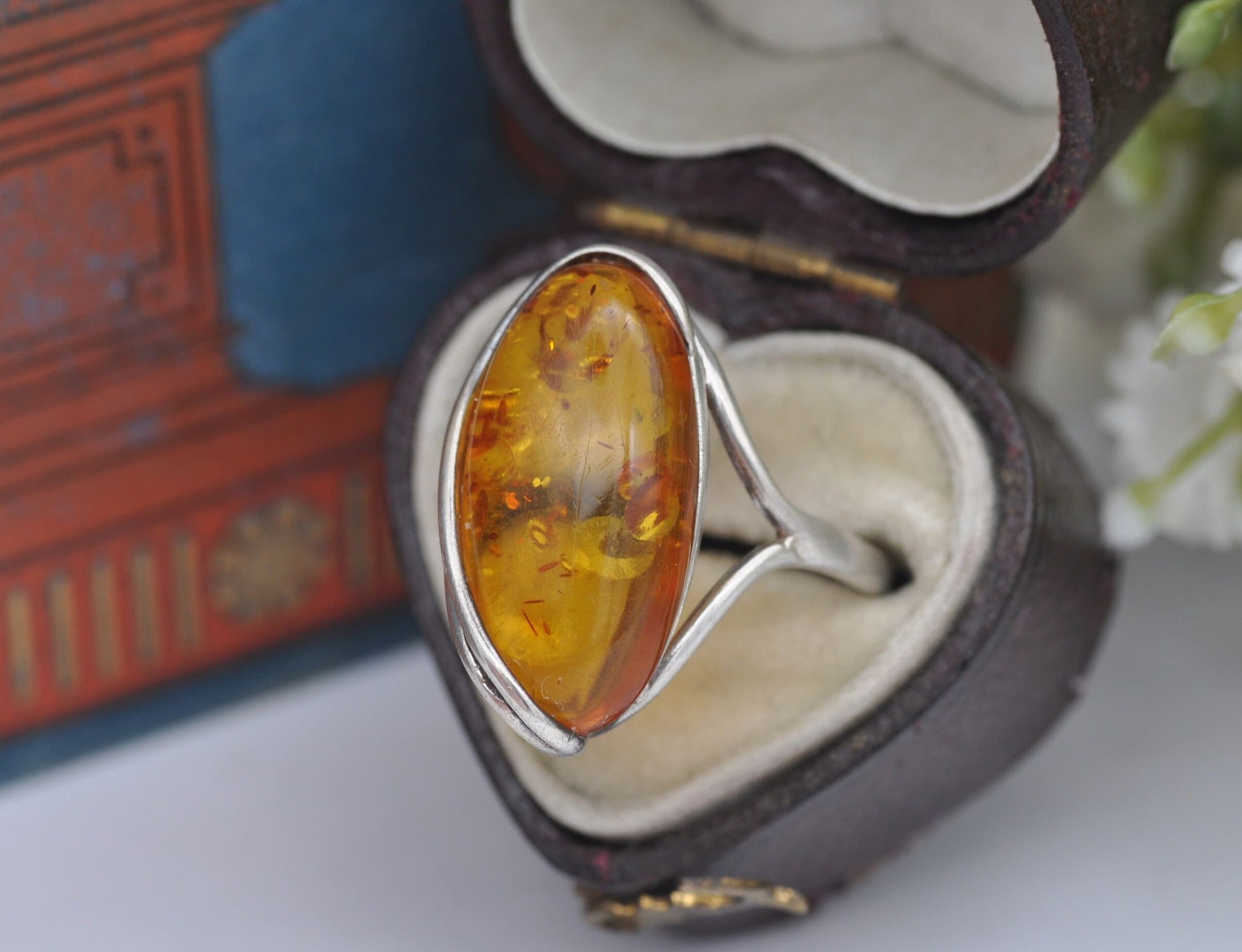 Sterling Silver and Amber Statement Ring