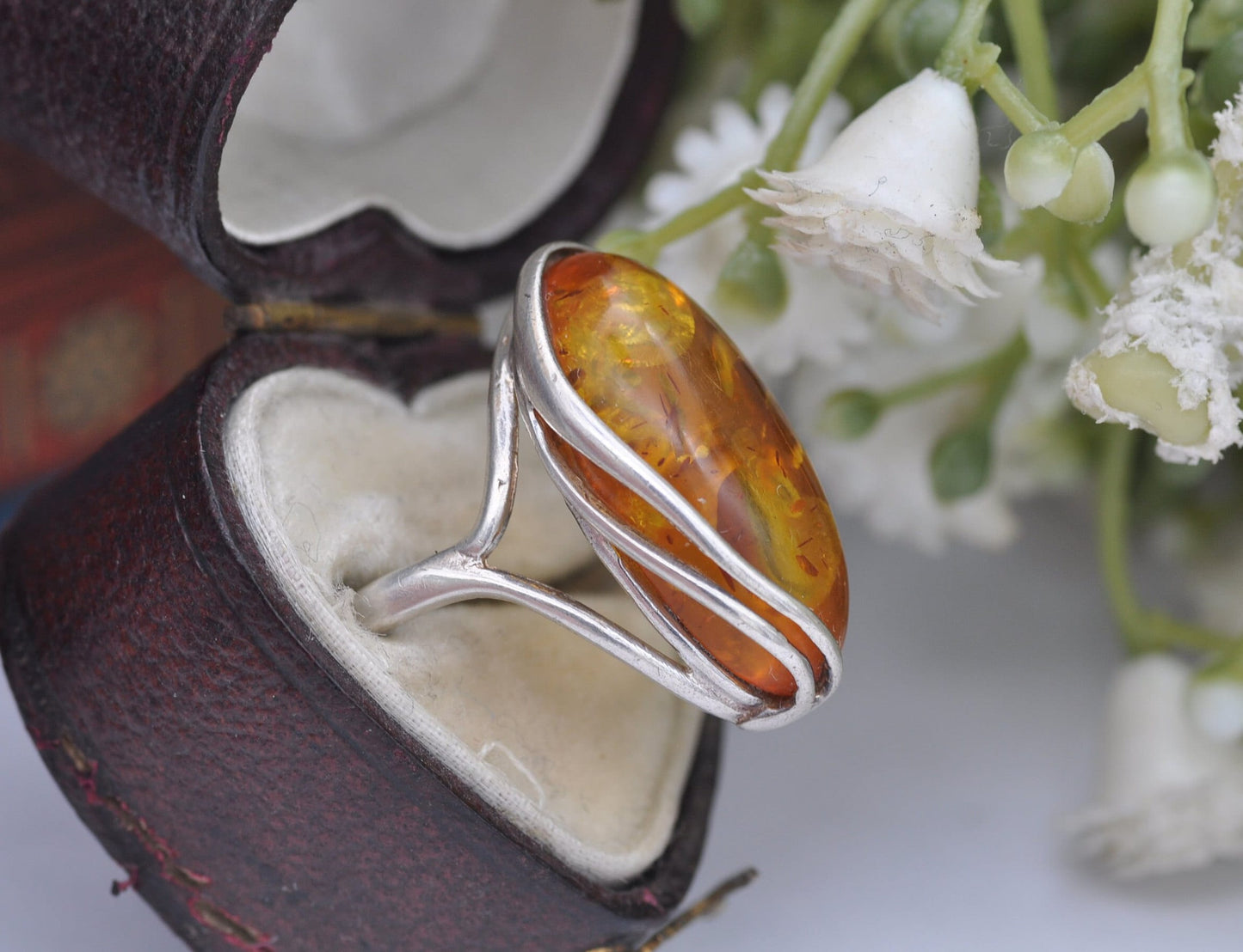 Sterling Silver and Amber Statement Ring