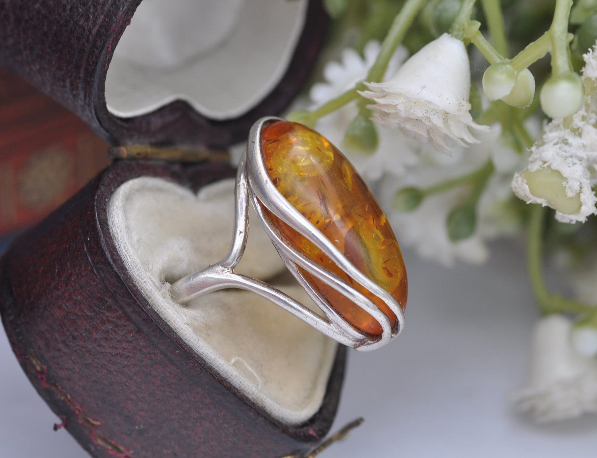 Sterling Silver and Amber Statement Ring