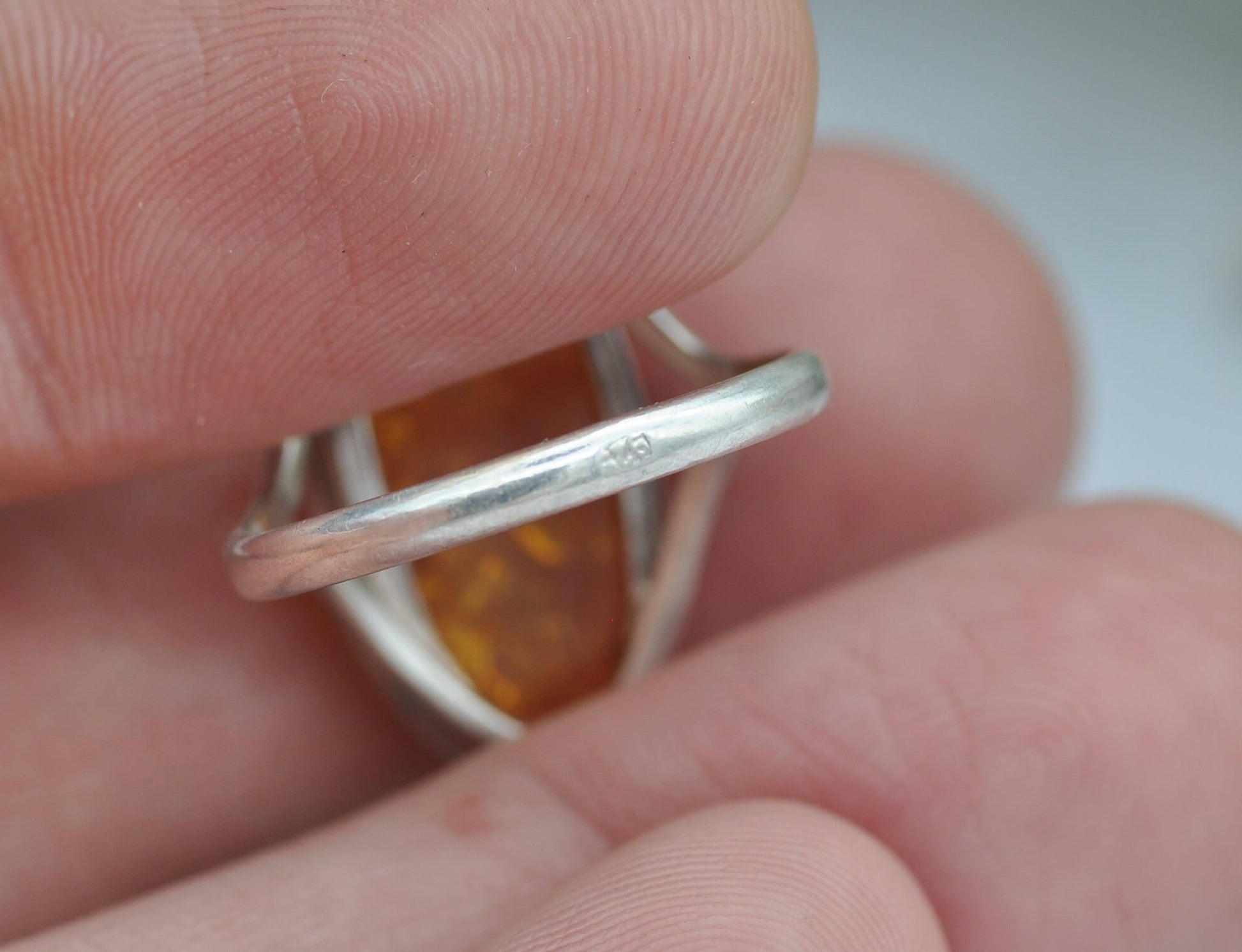 Sterling Silver and Amber Statement Ring