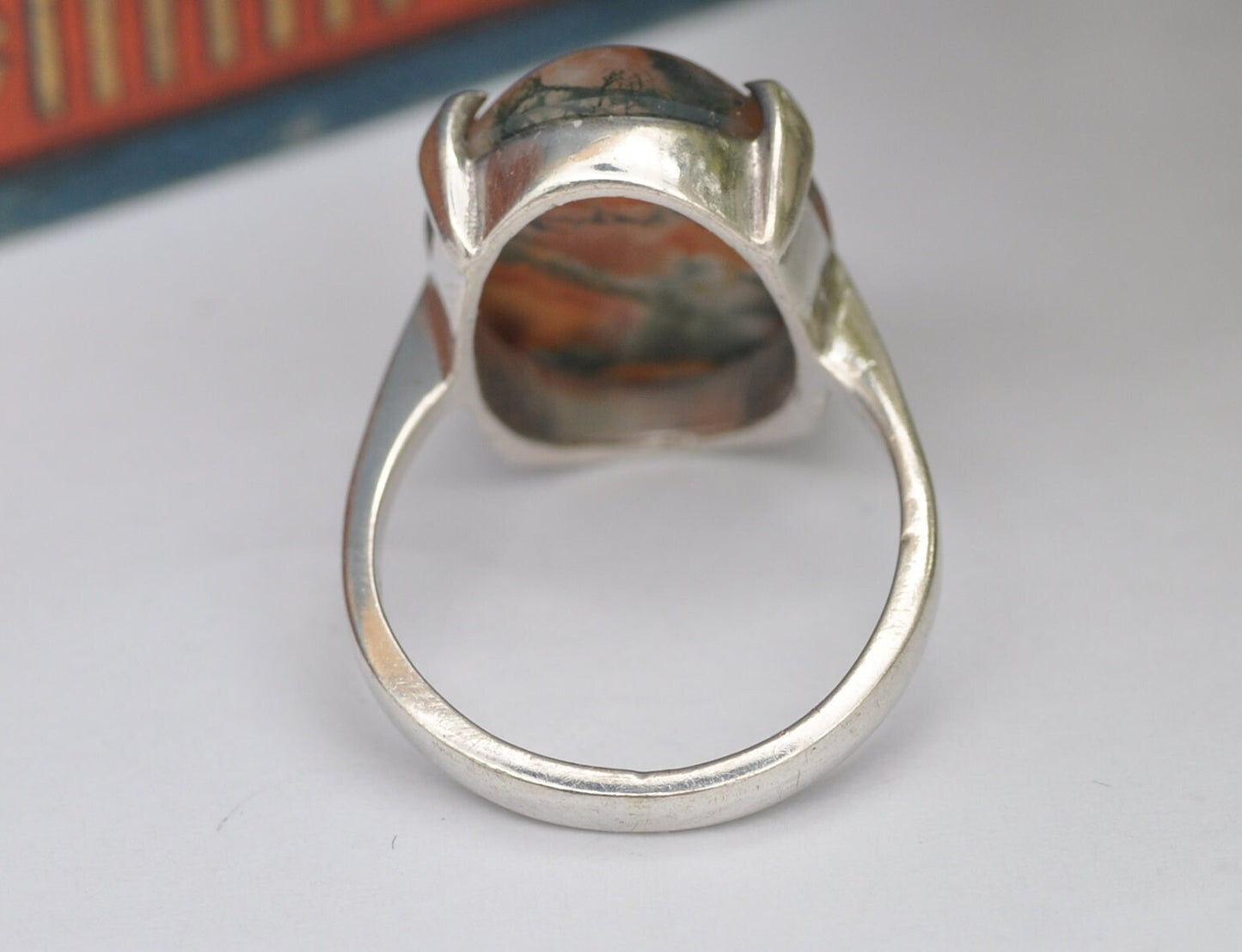 Vintage Scottish Sterling Silver Moss Agate Ring Thomas Kerr Ebbutt