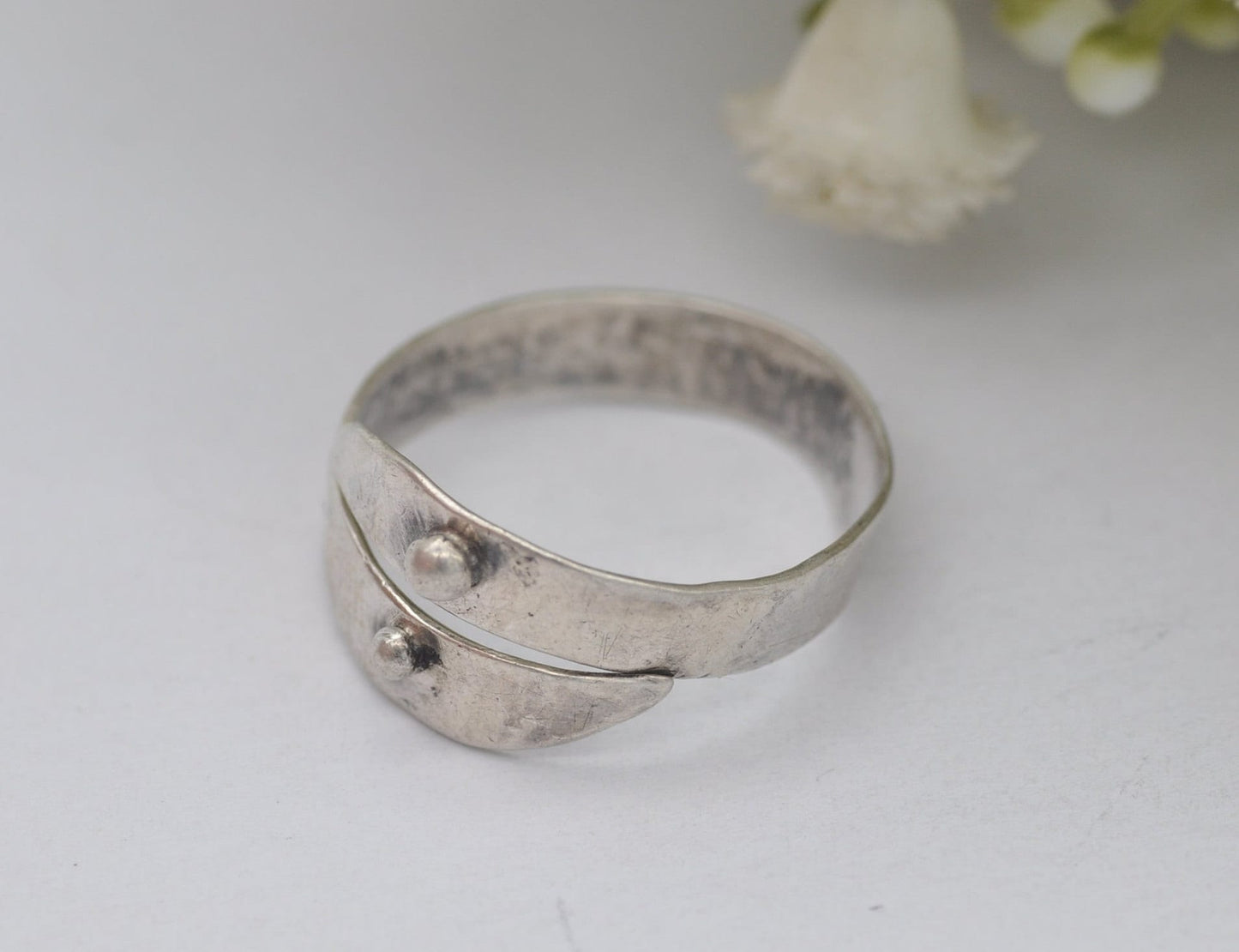 Vintage Sterling Silver Bypass Handmade Ring - UK Size - P 1/2 / US Size - 8