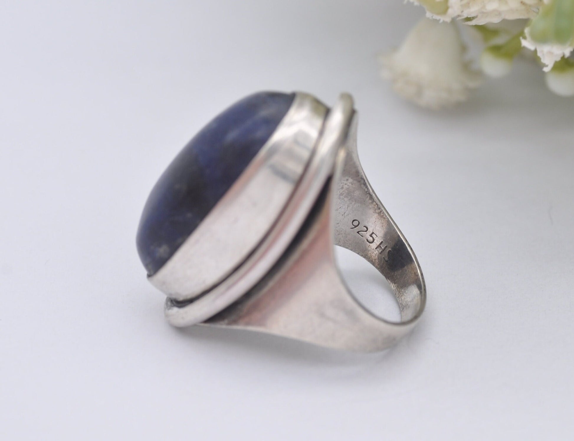 Vintage Mid-Century Sterling Silver Sodalite Ring - UK Size - L 1/2 / US Size - 6