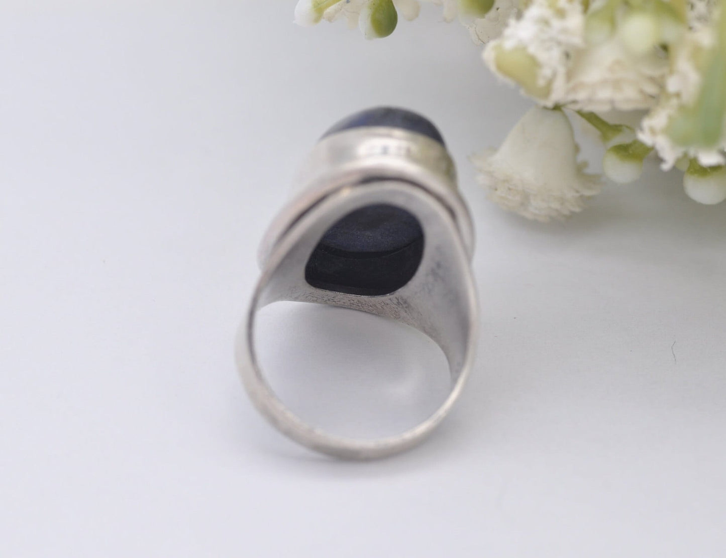 Vintage Mid-Century Sterling Silver Sodalite Ring - UK Size - L 1/2 / US Size - 6