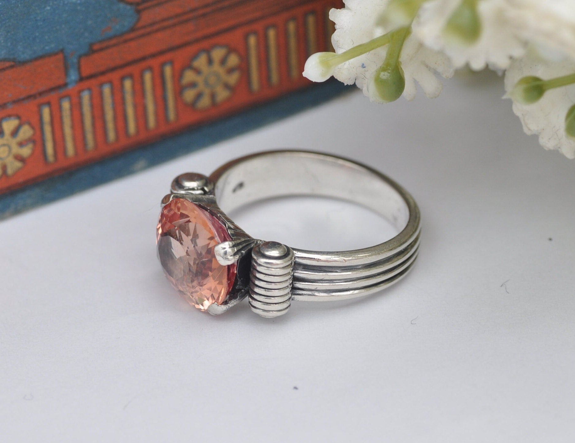 Vintage Sterling Silver Orange Topaz Ring