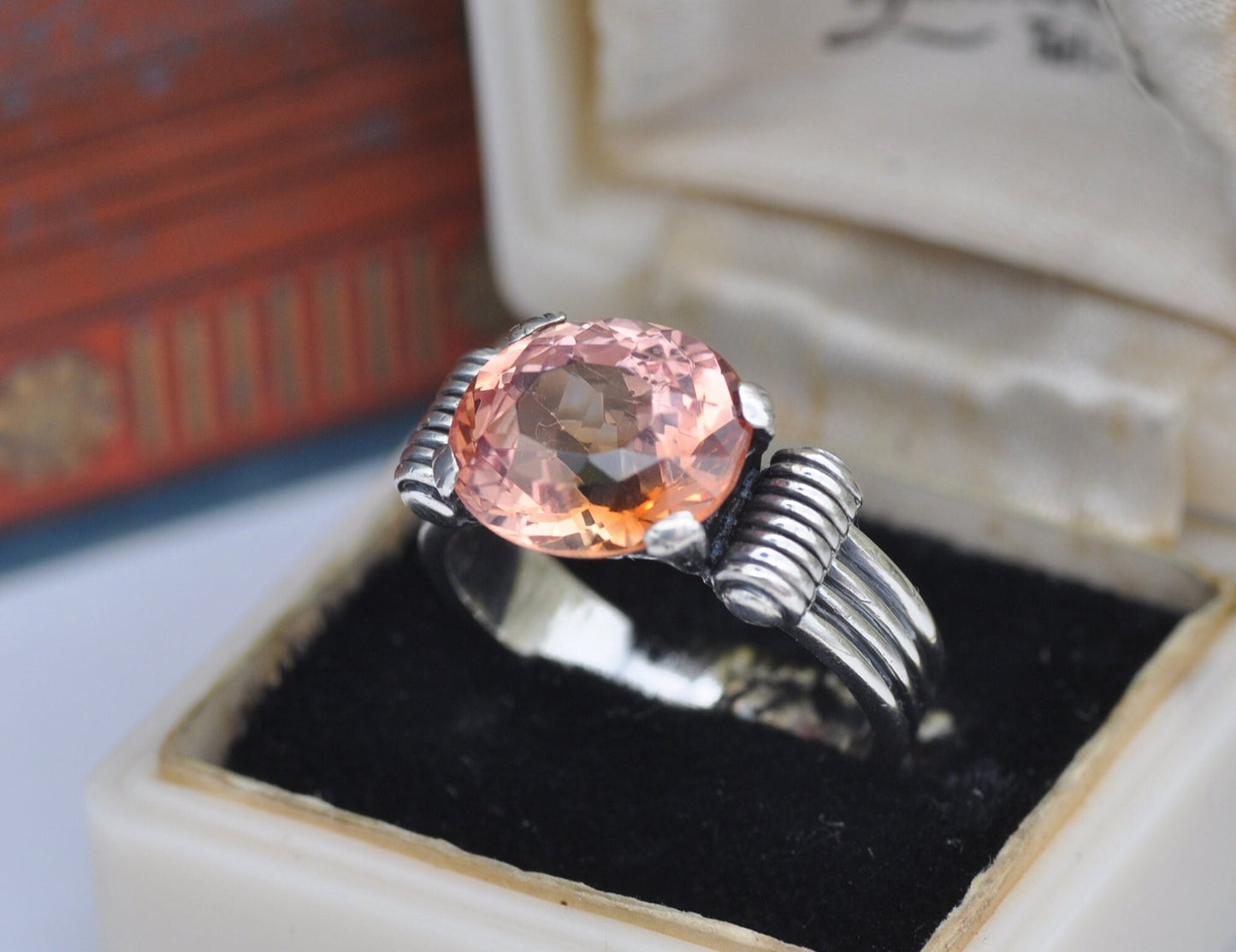 Vintage Sterling Silver Orange Topaz Ring