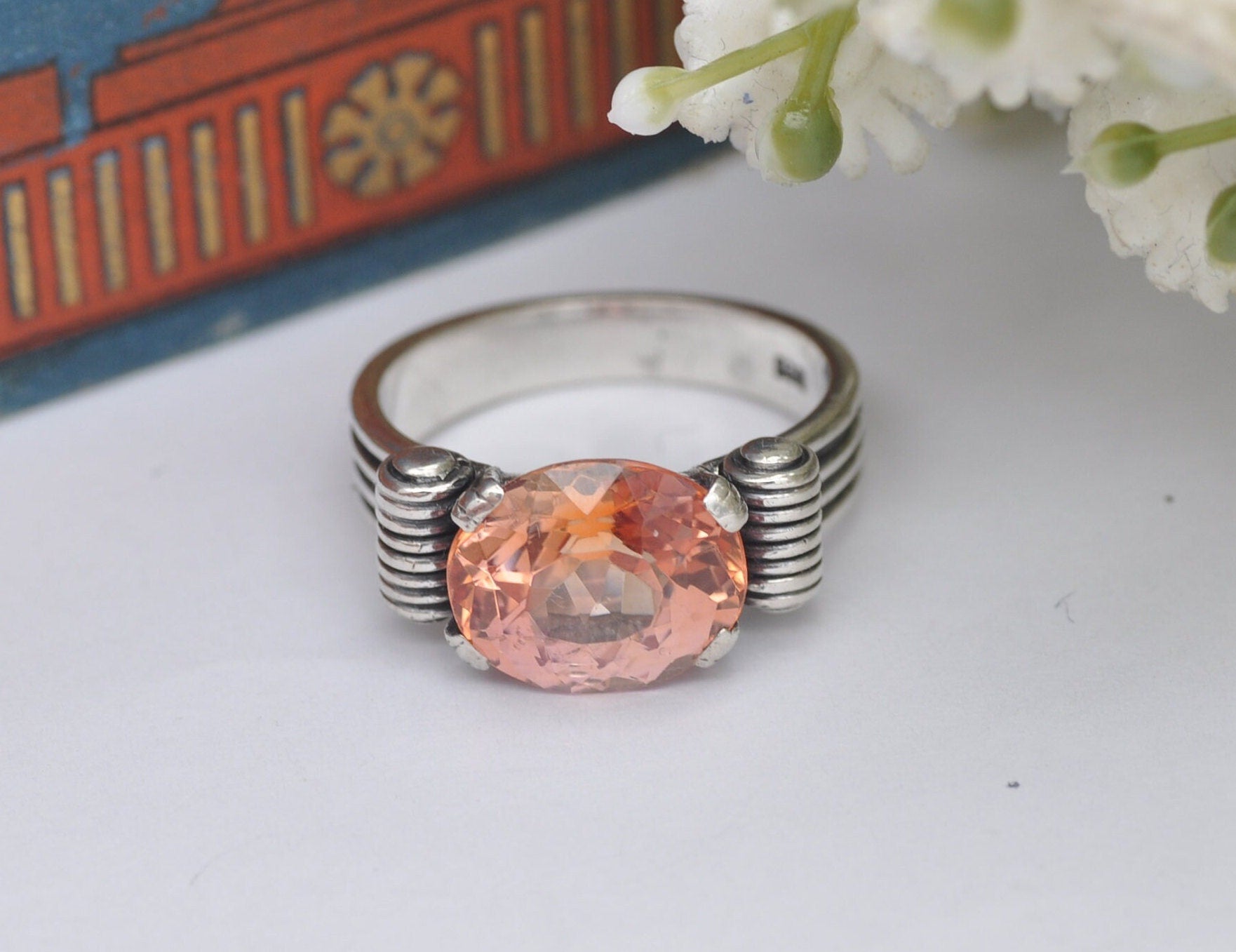 Vintage Sterling Silver Orange Topaz Ring