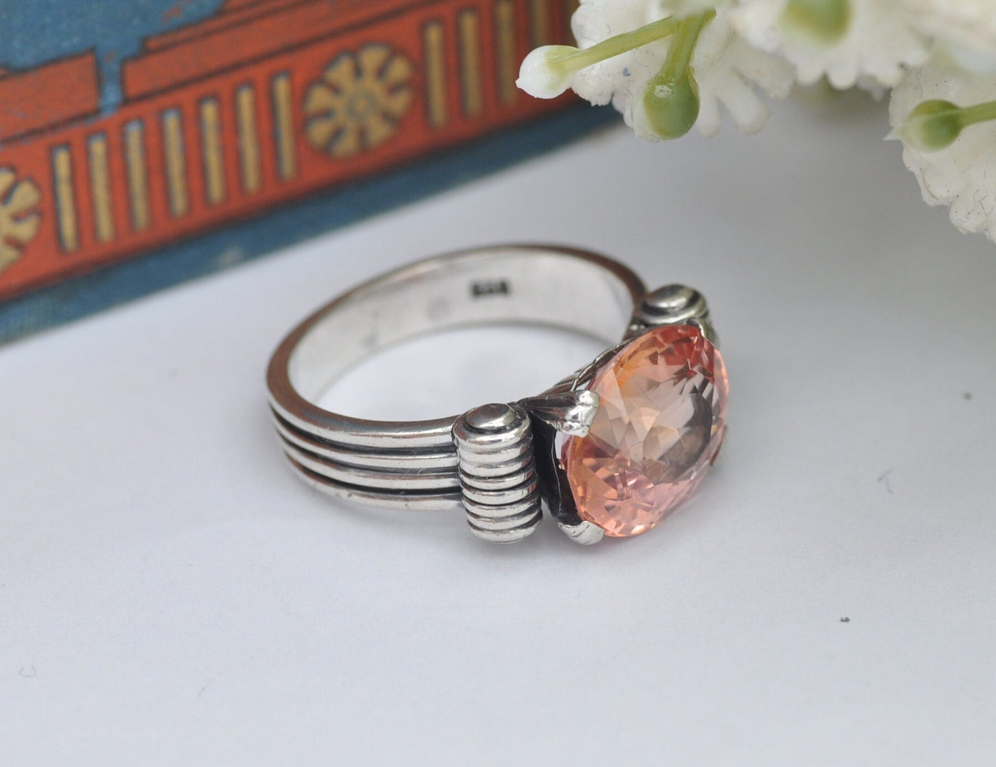 Vintage Sterling Silver Orange Topaz Ring