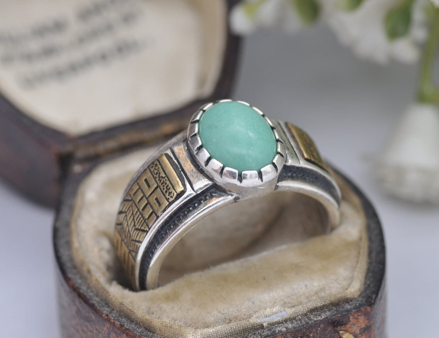 Vintage Carolyn Pollack Sterling Silver Turquoise Ring with Brass