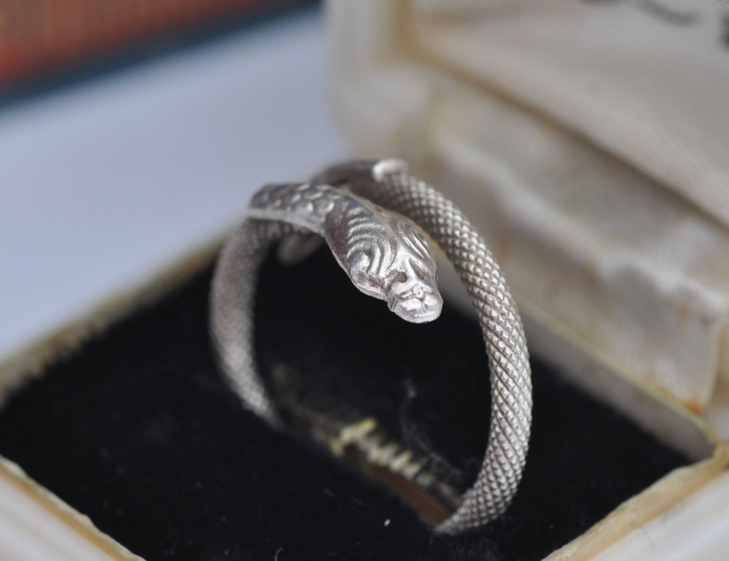 Vintage Egyptian Silver Snake Ring