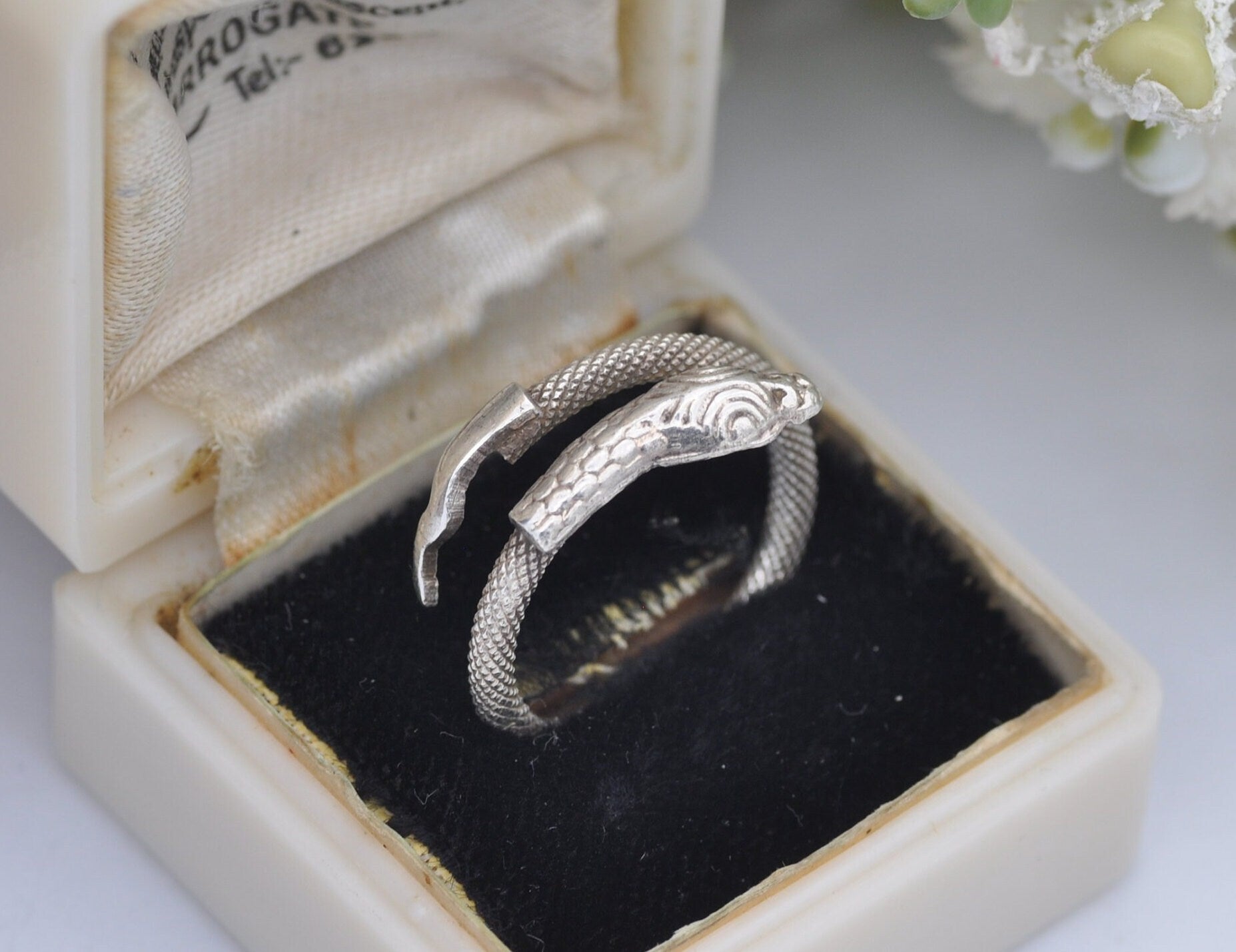 Vintage Egyptian Silver Snake Ring