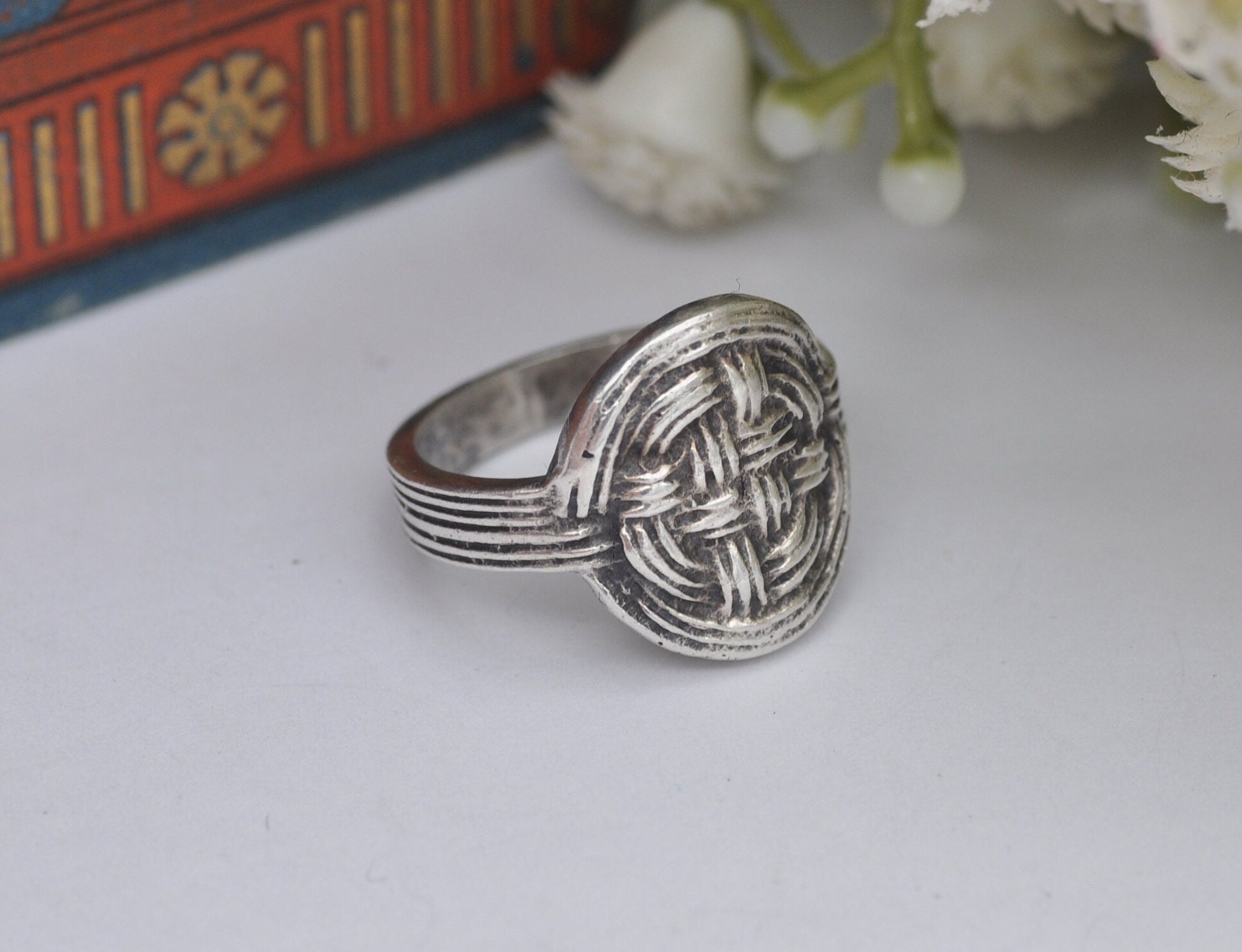 Vintage Celtic Sterling Silver Woven Knot Ring