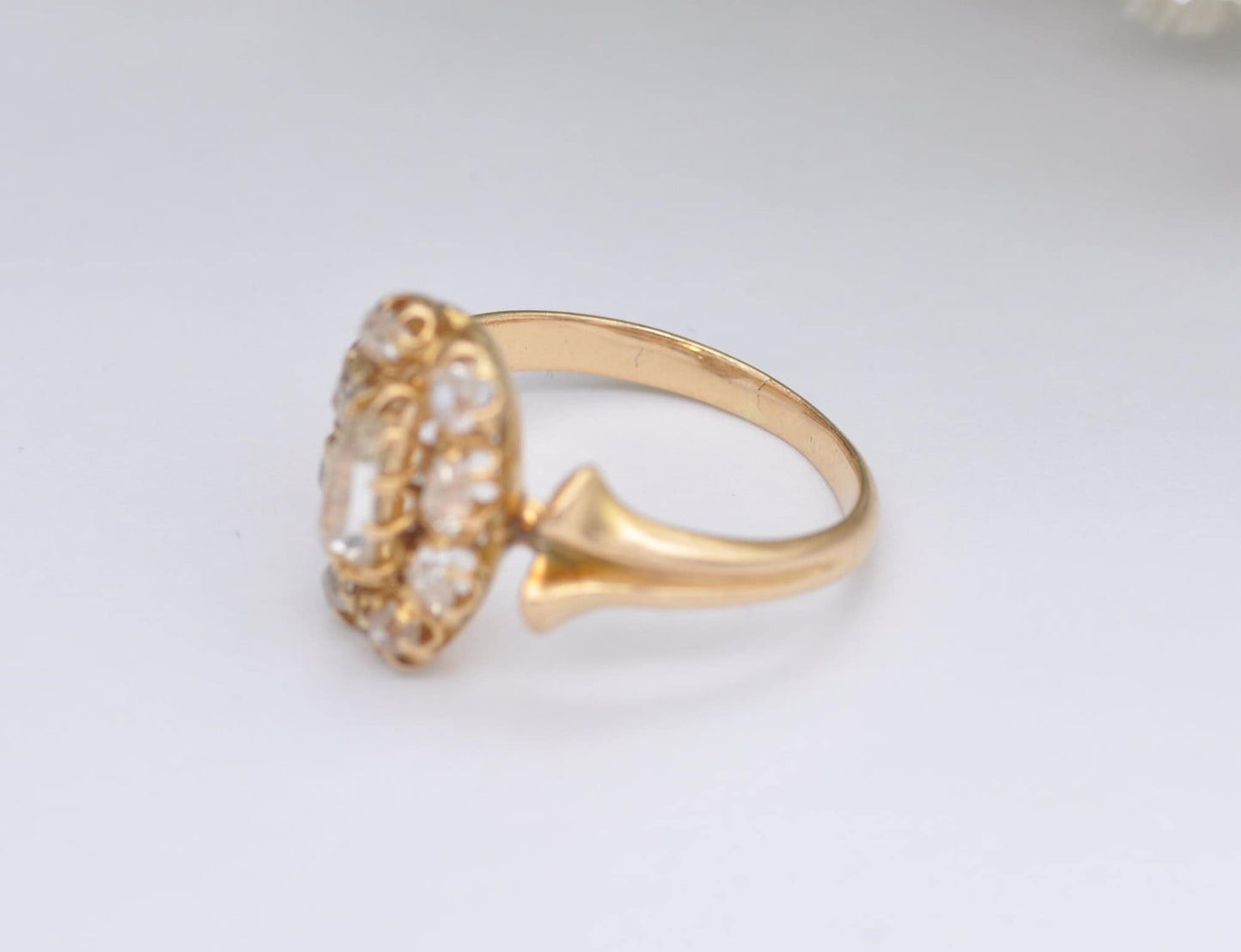 Antique Victorian 15ct Gold Diamond Cluster Ring