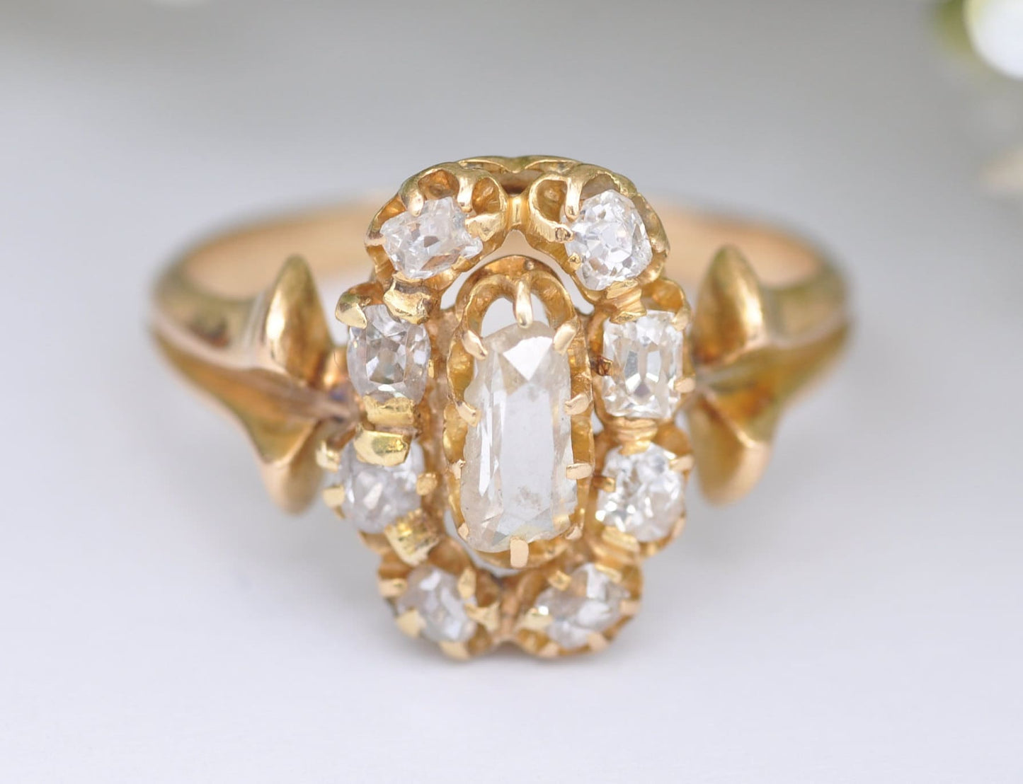 Antique Victorian 15ct Gold Diamond Cluster Ring