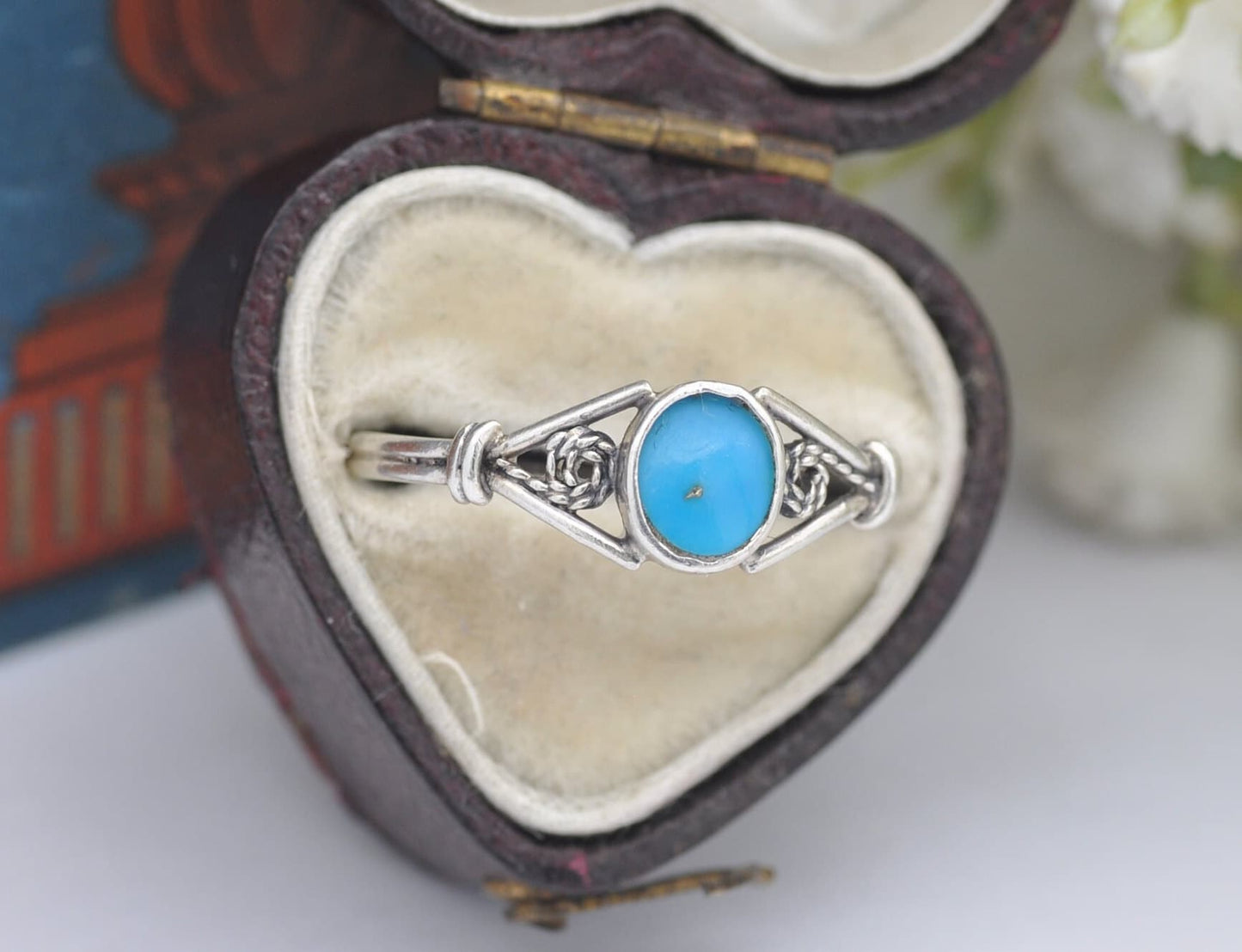 Vintage Sterling Silver Ring Sky Blue Stone