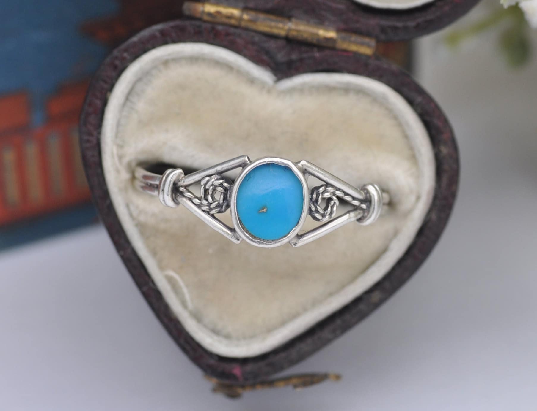 Vintage Sterling Silver Ring Sky Blue Stone