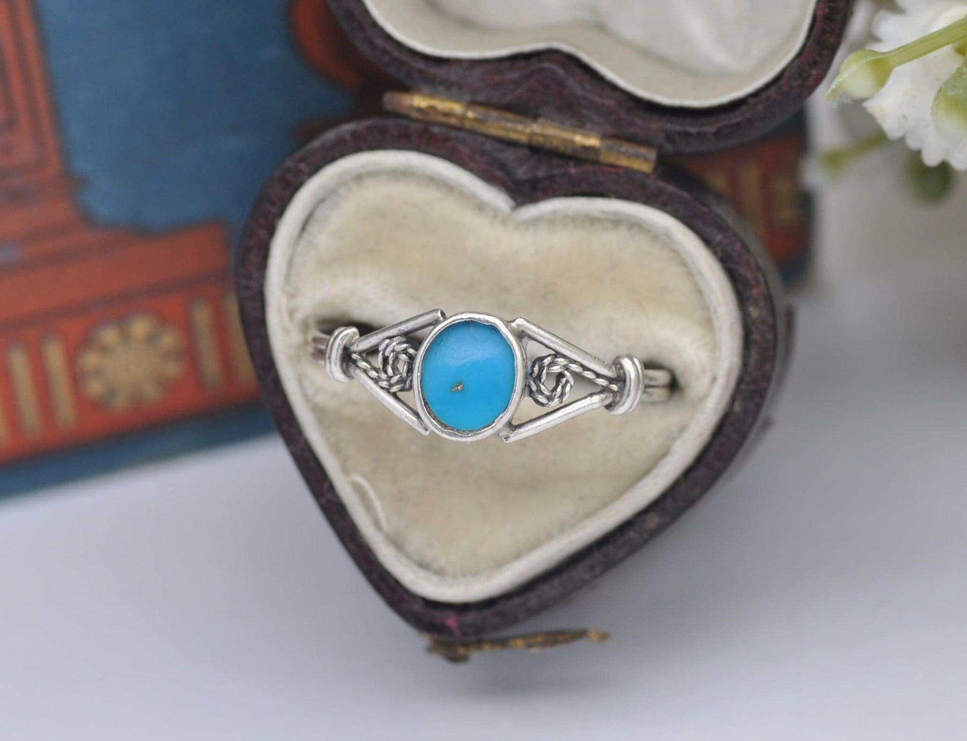 Vintage Sterling Silver Ring Sky Blue Stone