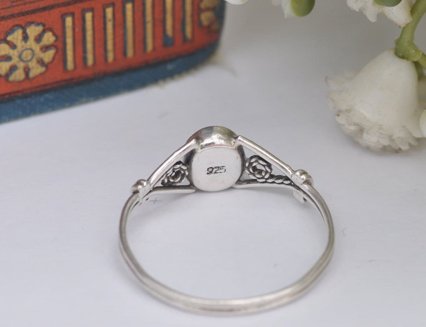 Vintage Sterling Silver Ring Sky Blue Stone