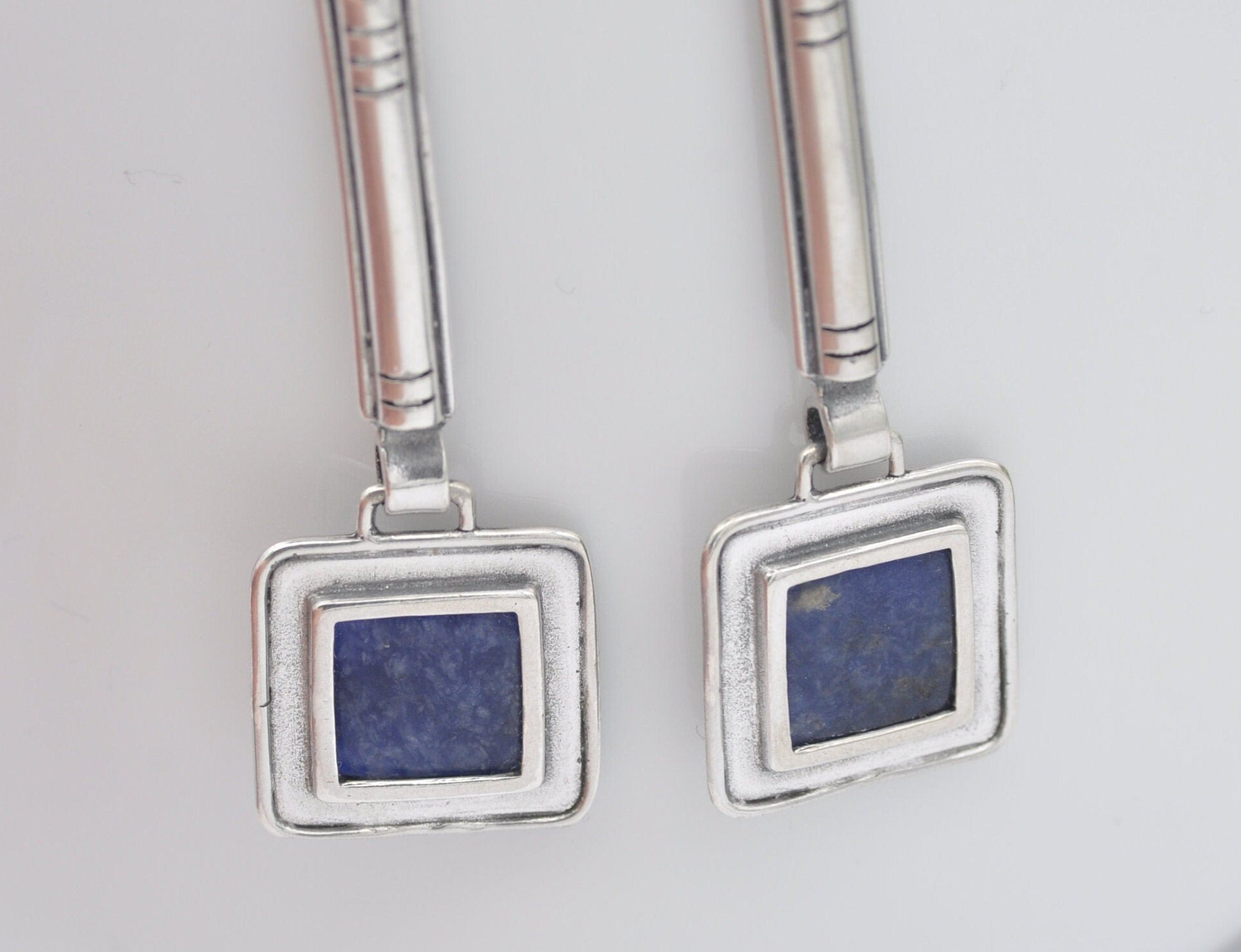 Vintage Sterling Silver Sodalite Drop Earrings