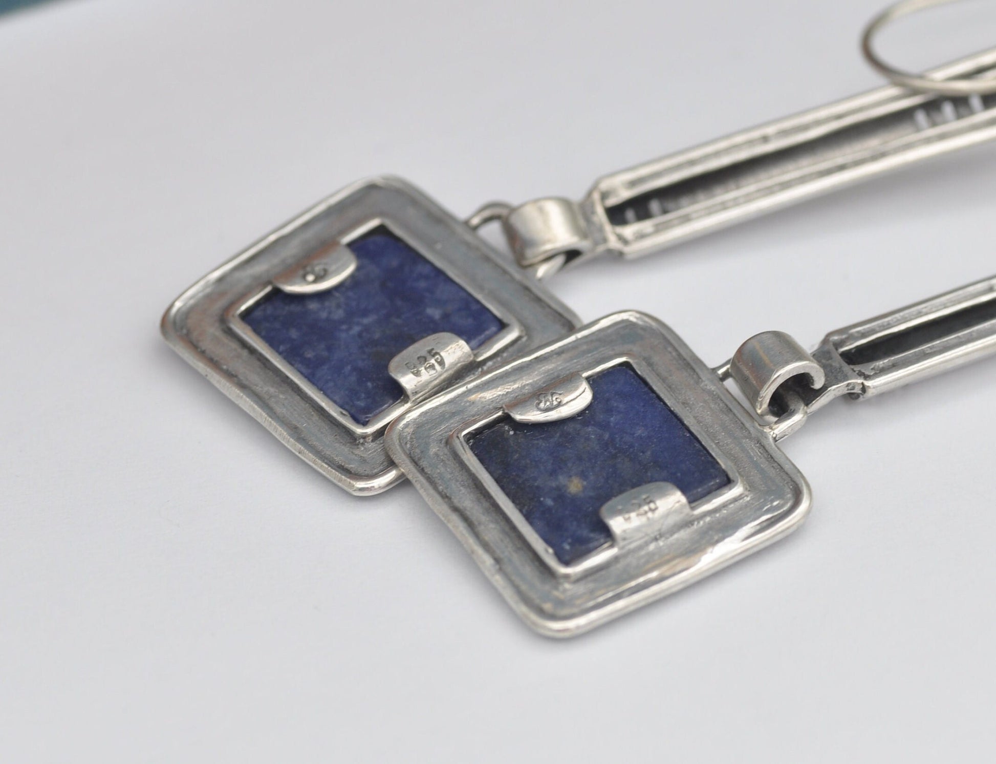 Vintage Sterling Silver Sodalite Drop Earrings