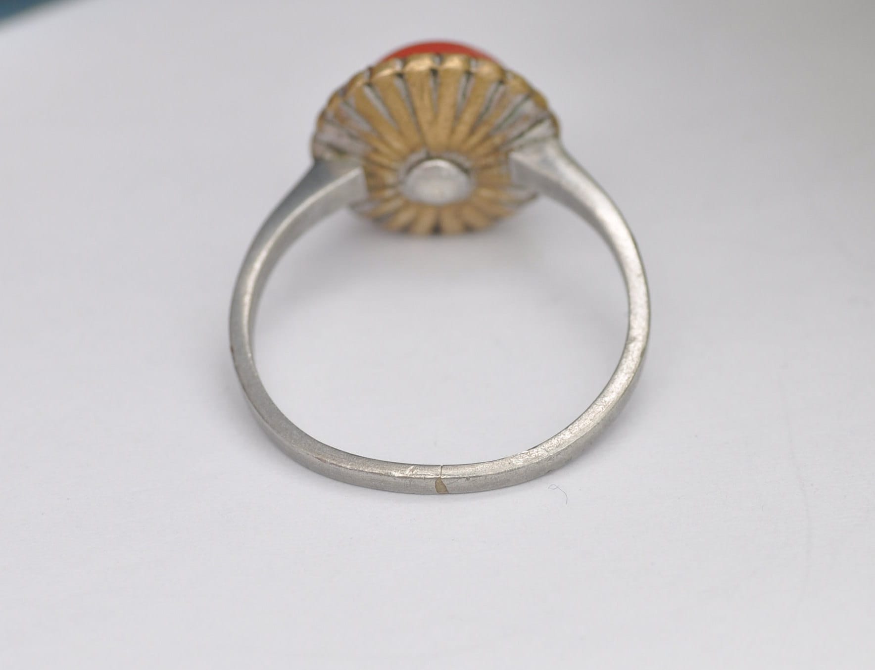 Antique Art Deco Faux Coral Halo Ring