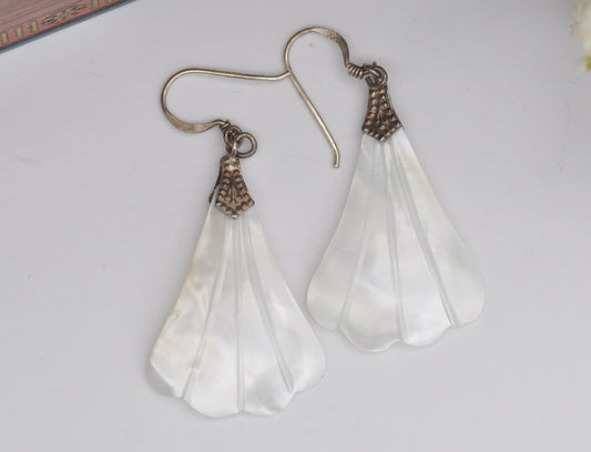 Vintage Sterling Silver Mother of Pearl Shell Earrings