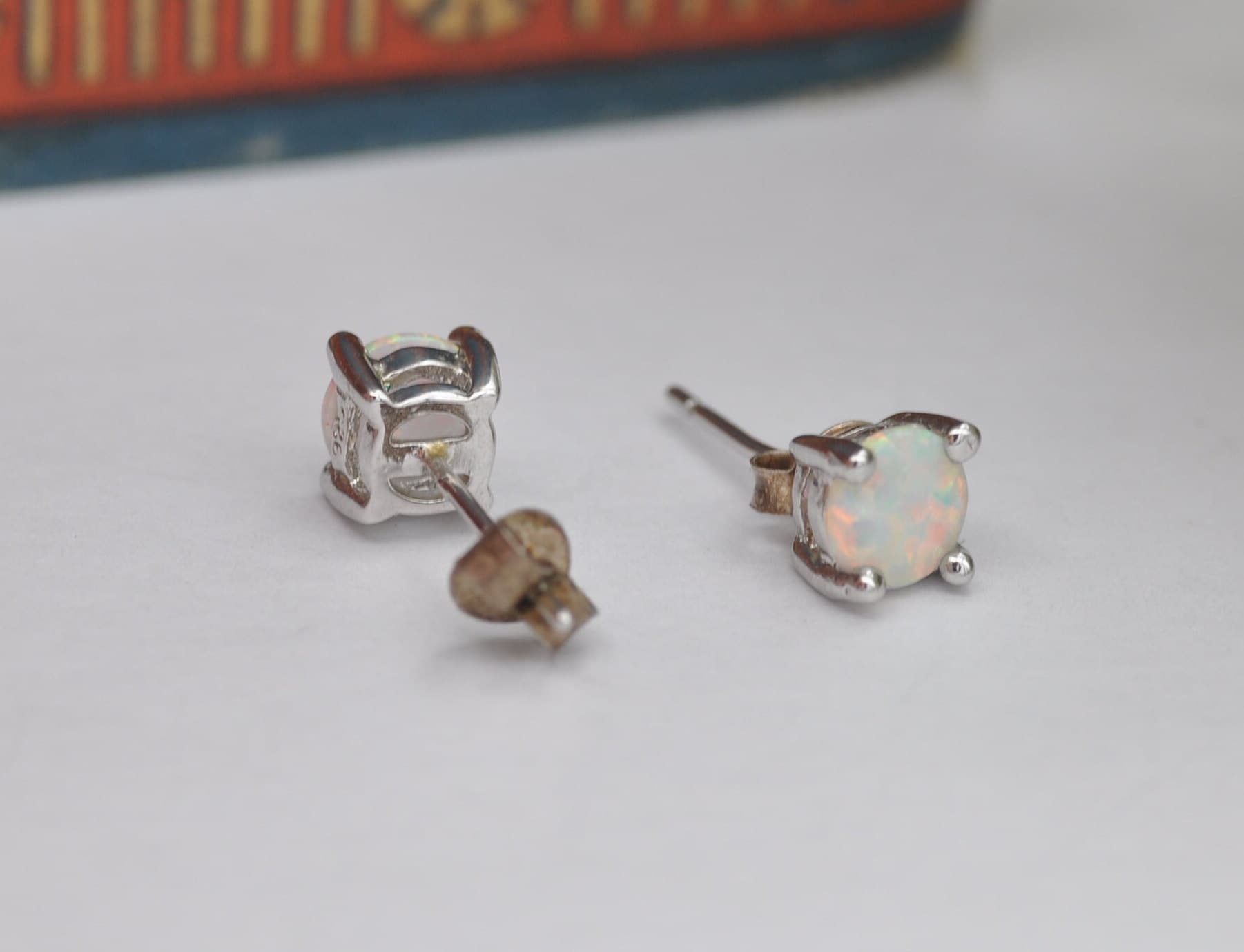 Sterling Silver Opal Stud Earrings