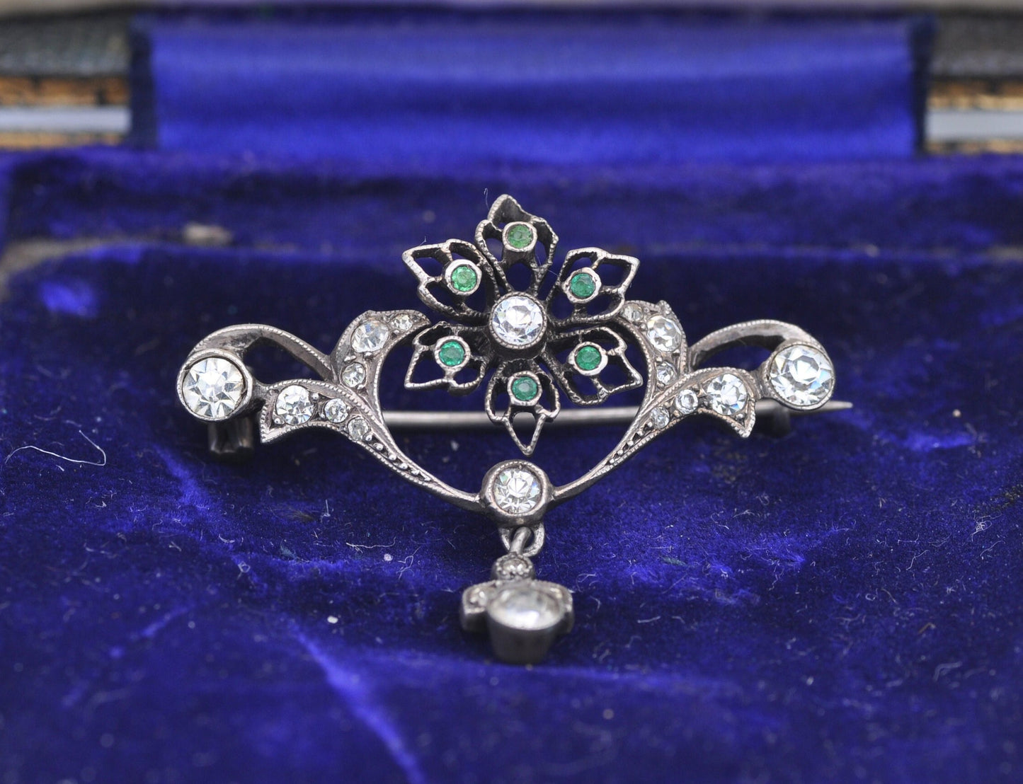 Antique Edwardian European Silver Paste Brooch