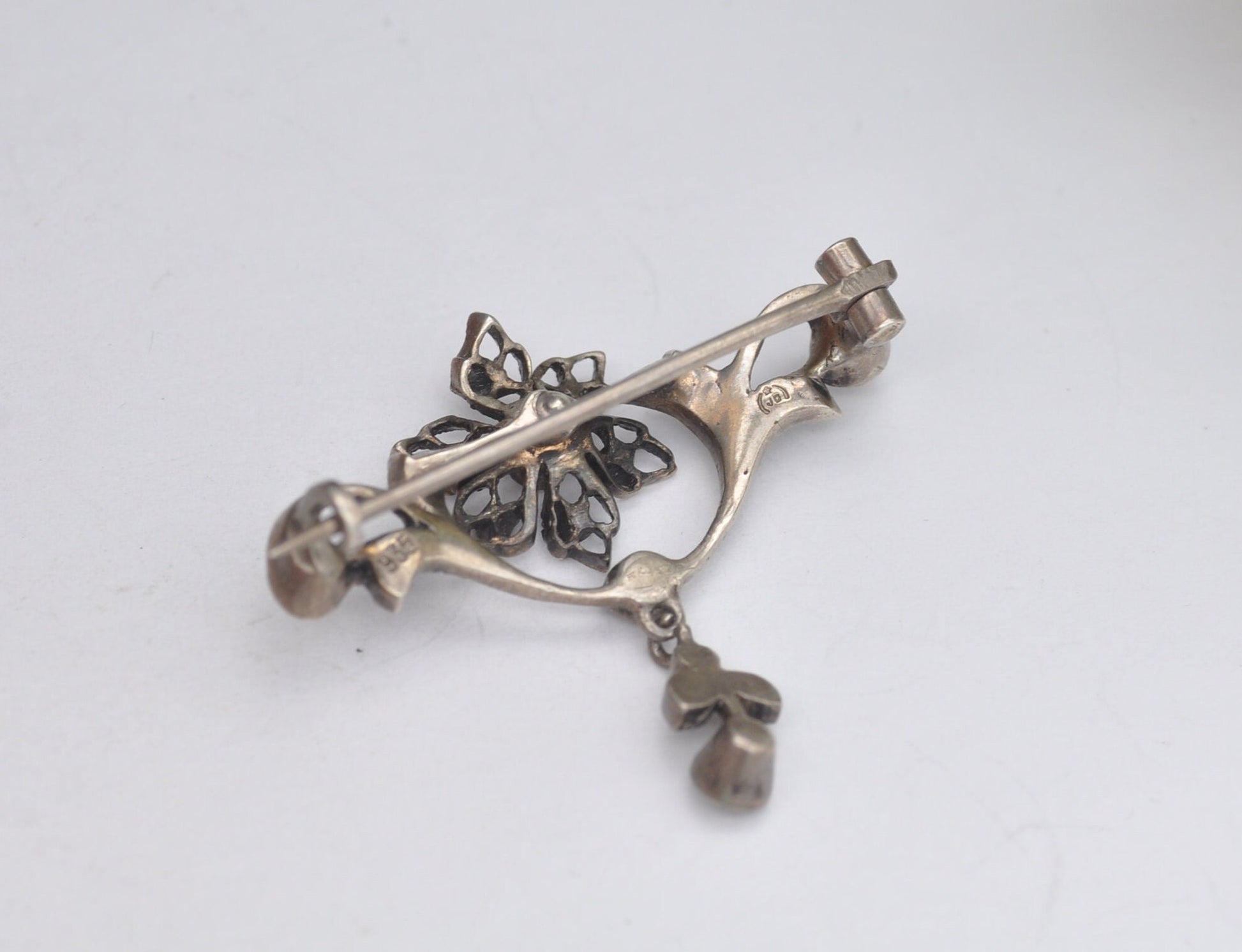 Antique Edwardian European Silver Paste Brooch