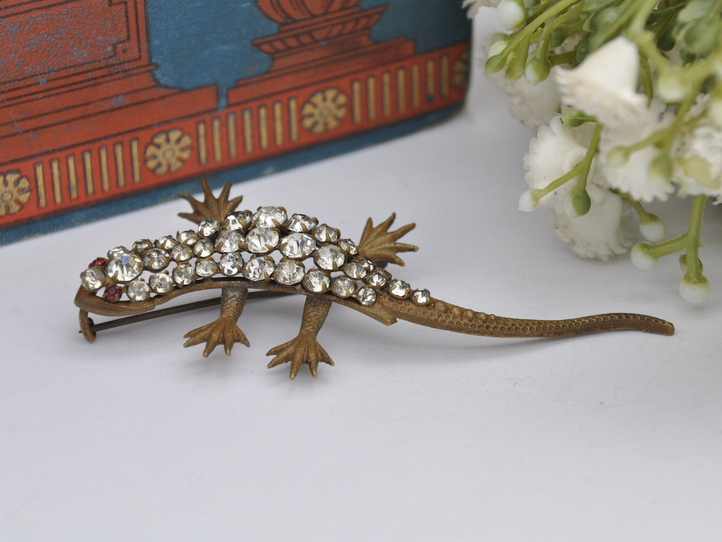 Antique Victorian Paste Lizard Brooch