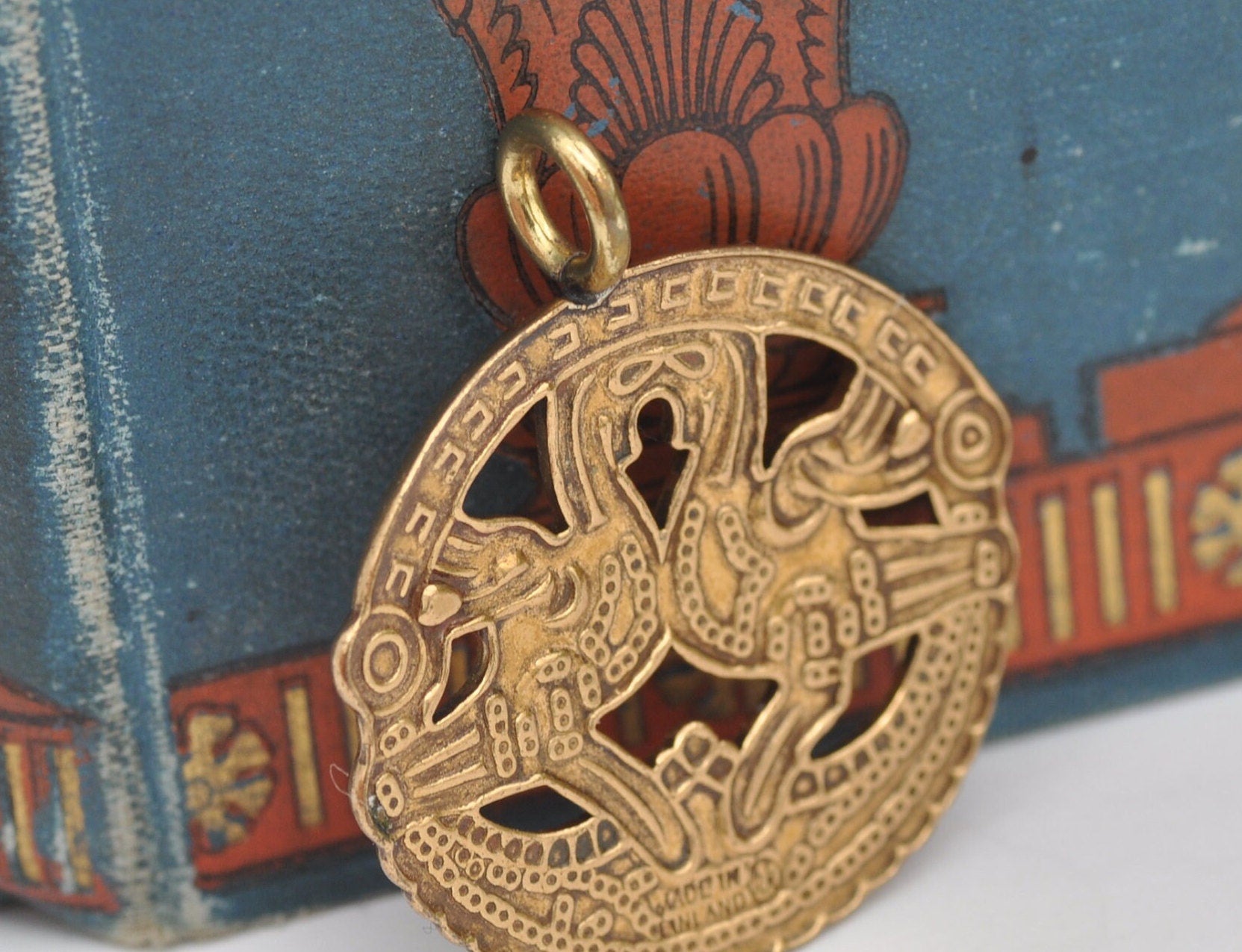 Vintage KK Kalevala Koru Paradise Birds Bronze Pendant