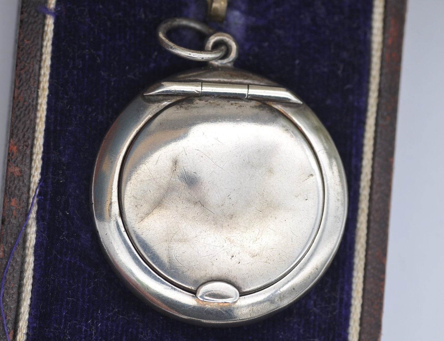 Antique Art Deco Sterling Silver Compact Mirror Locket Pendant by Adie & Lovekin 1920