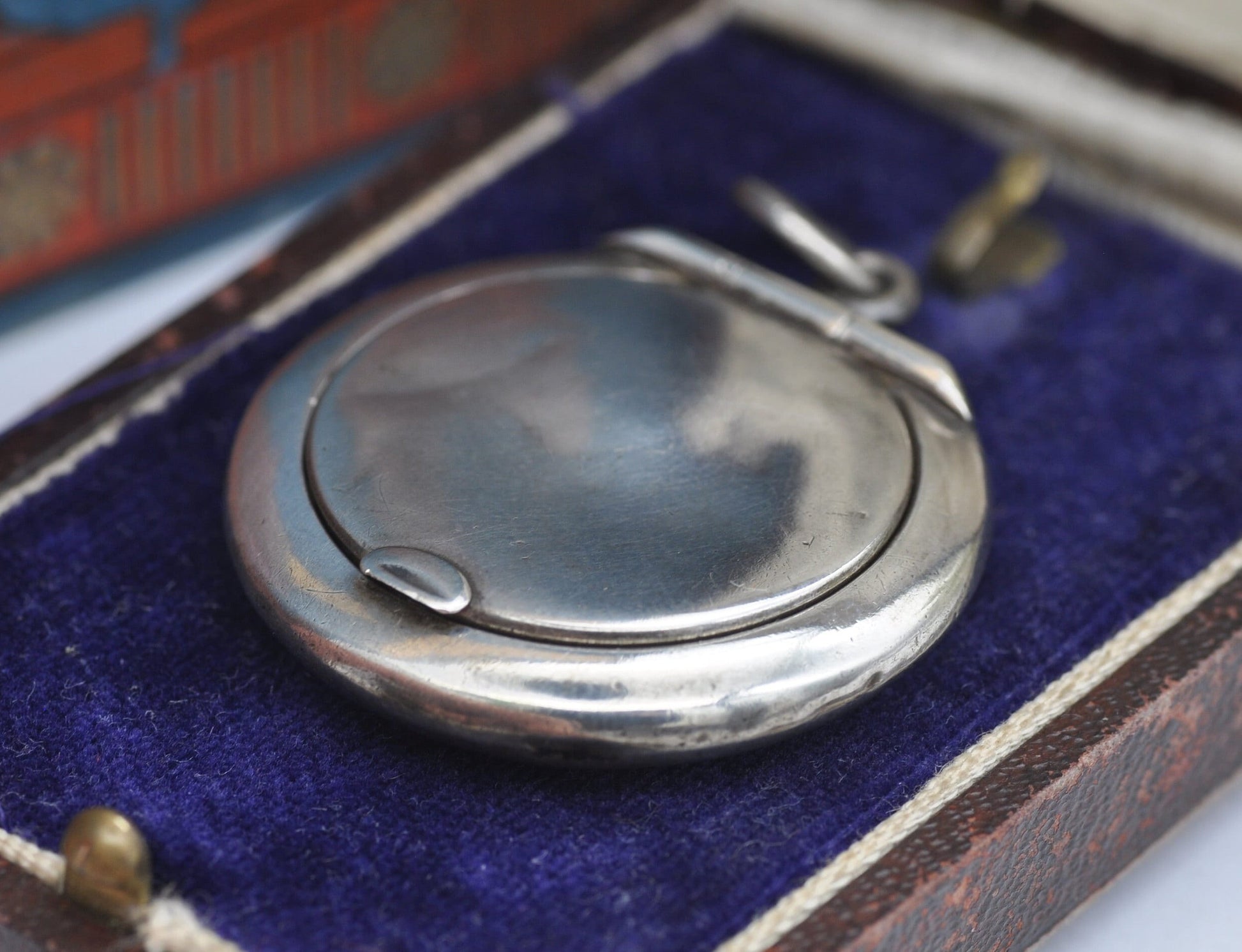 Antique Art Deco Sterling Silver Compact Mirror Locket Pendant by Adie & Lovekin 1920