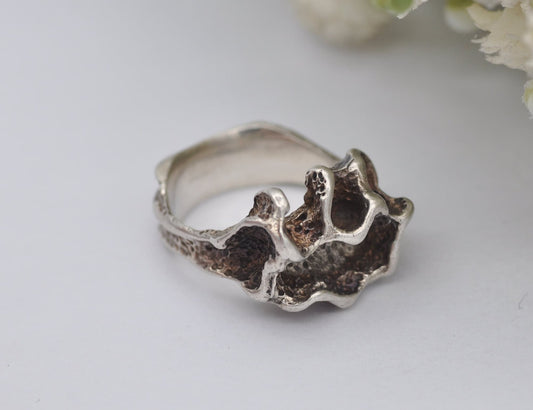 Vintage Sterling Silver Brutalist Ring - UK Size - K / US Size - 5 1/4