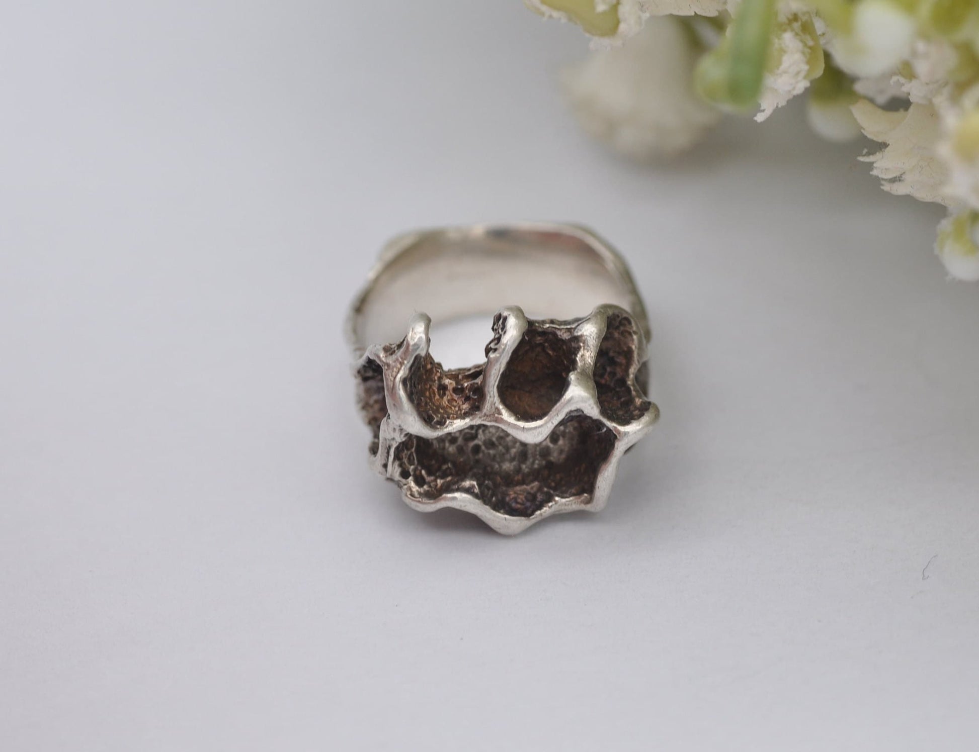 Vintage Sterling Silver Brutalist Ring - UK Size - K / US Size - 5 1/4