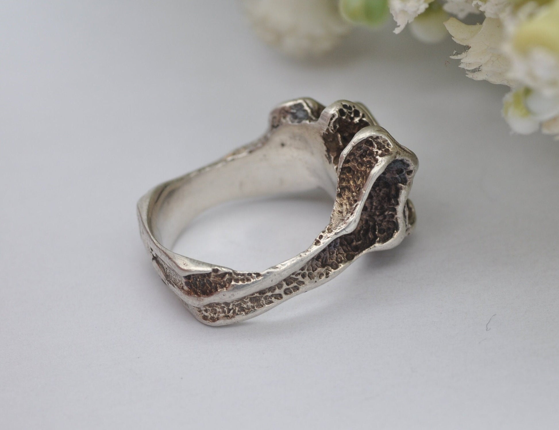 Vintage Sterling Silver Brutalist Ring - UK Size - K / US Size - 5 1/4