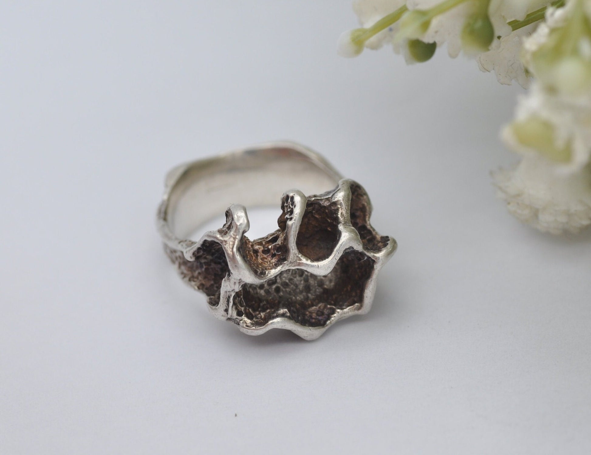 Vintage Sterling Silver Brutalist Ring - UK Size - K / US Size - 5 1/4