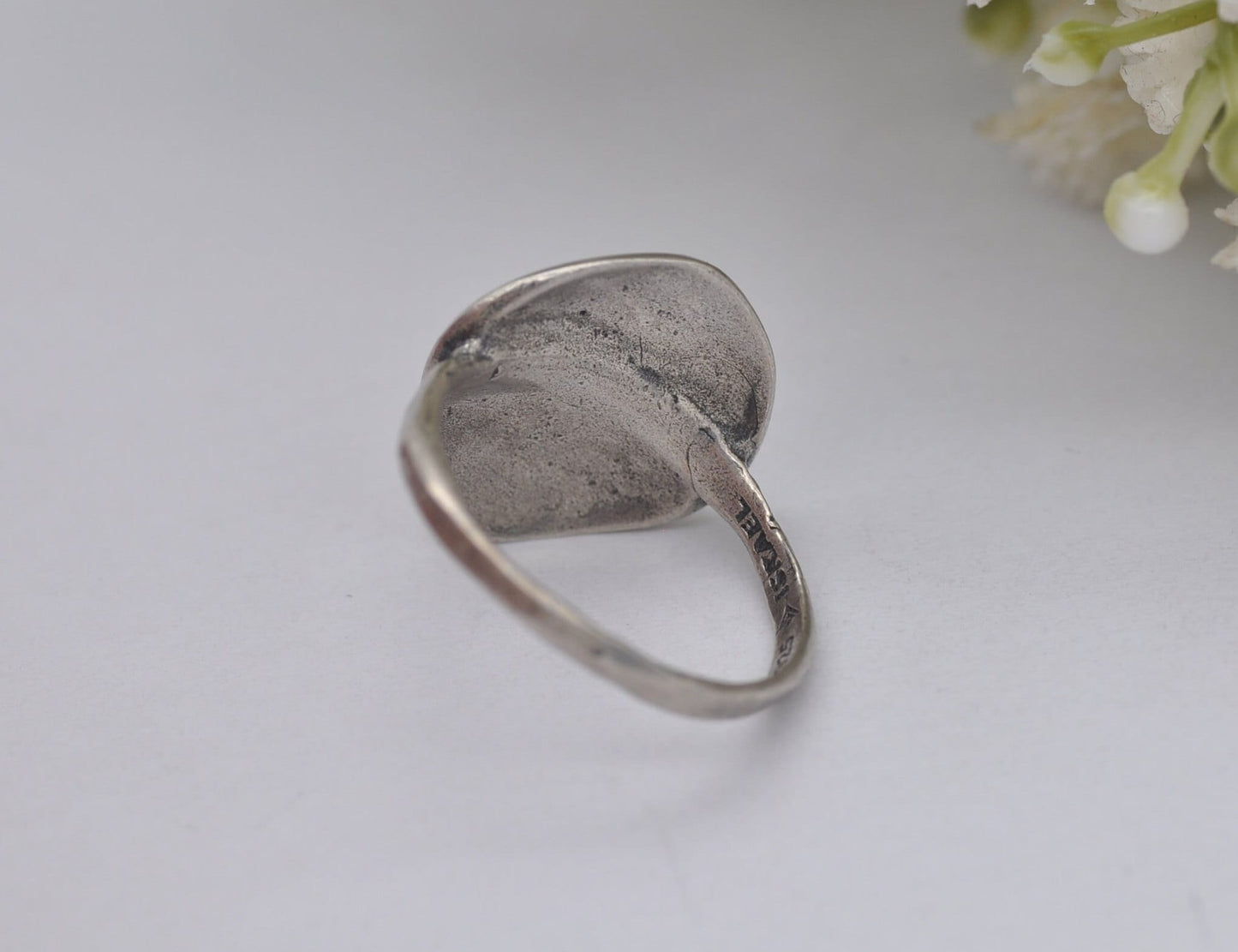 Vintage Israel Sterling Silver Sculptural Leaf Ring - UK Size - N 1/2 / US Size - 7