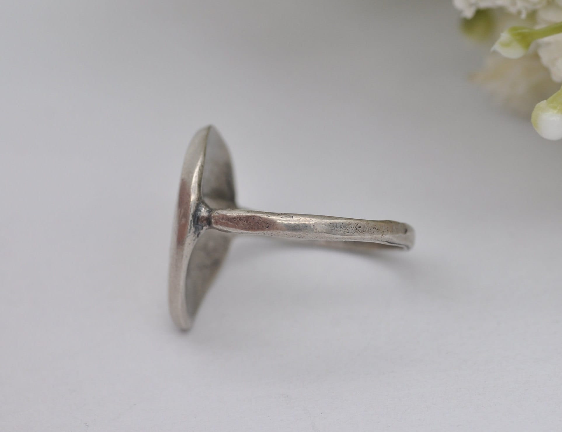 Vintage Israel Sterling Silver Sculptural Leaf Ring - UK Size - N 1/2 / US Size - 7