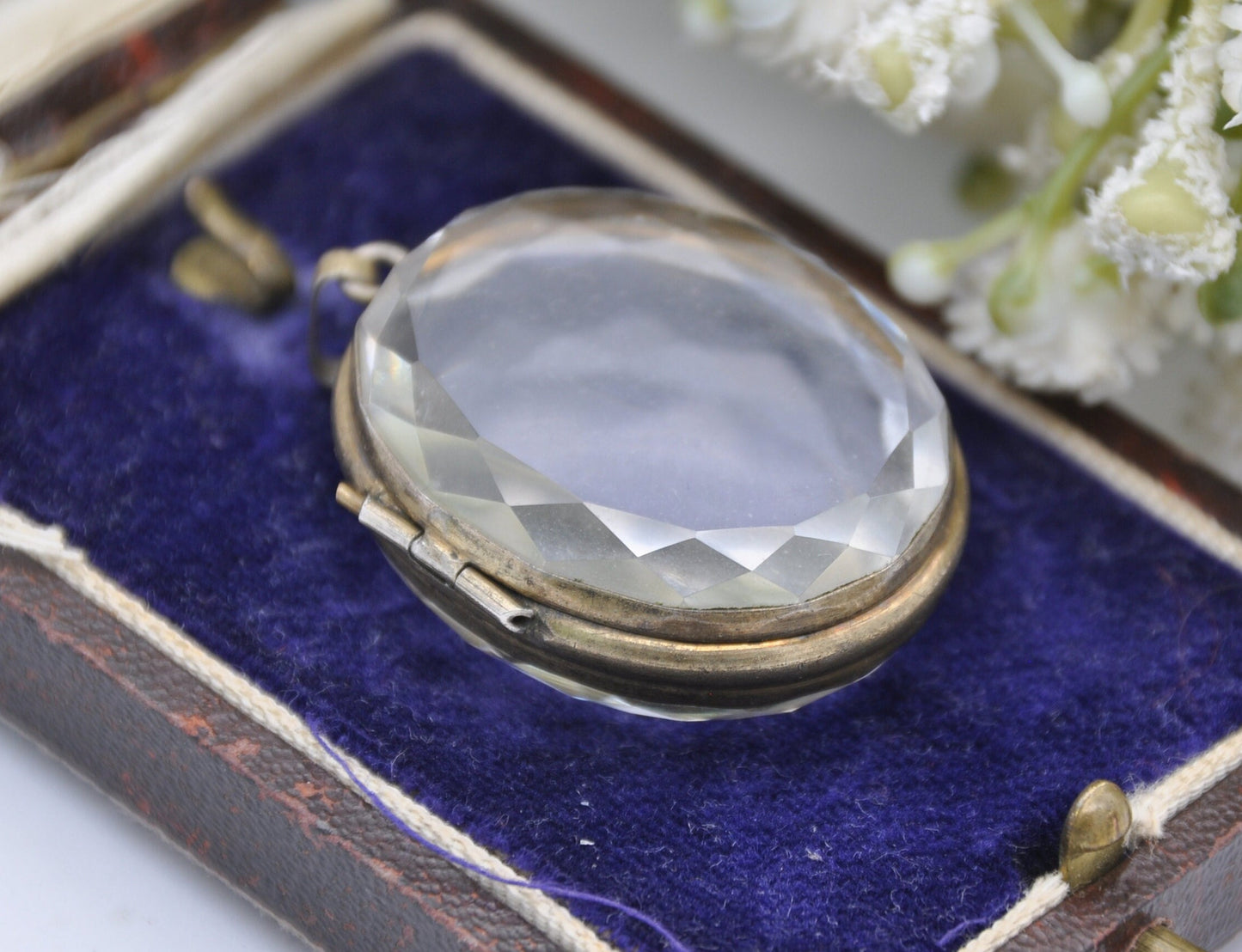 Antique Victorian Rock Crystal Locket Pendant