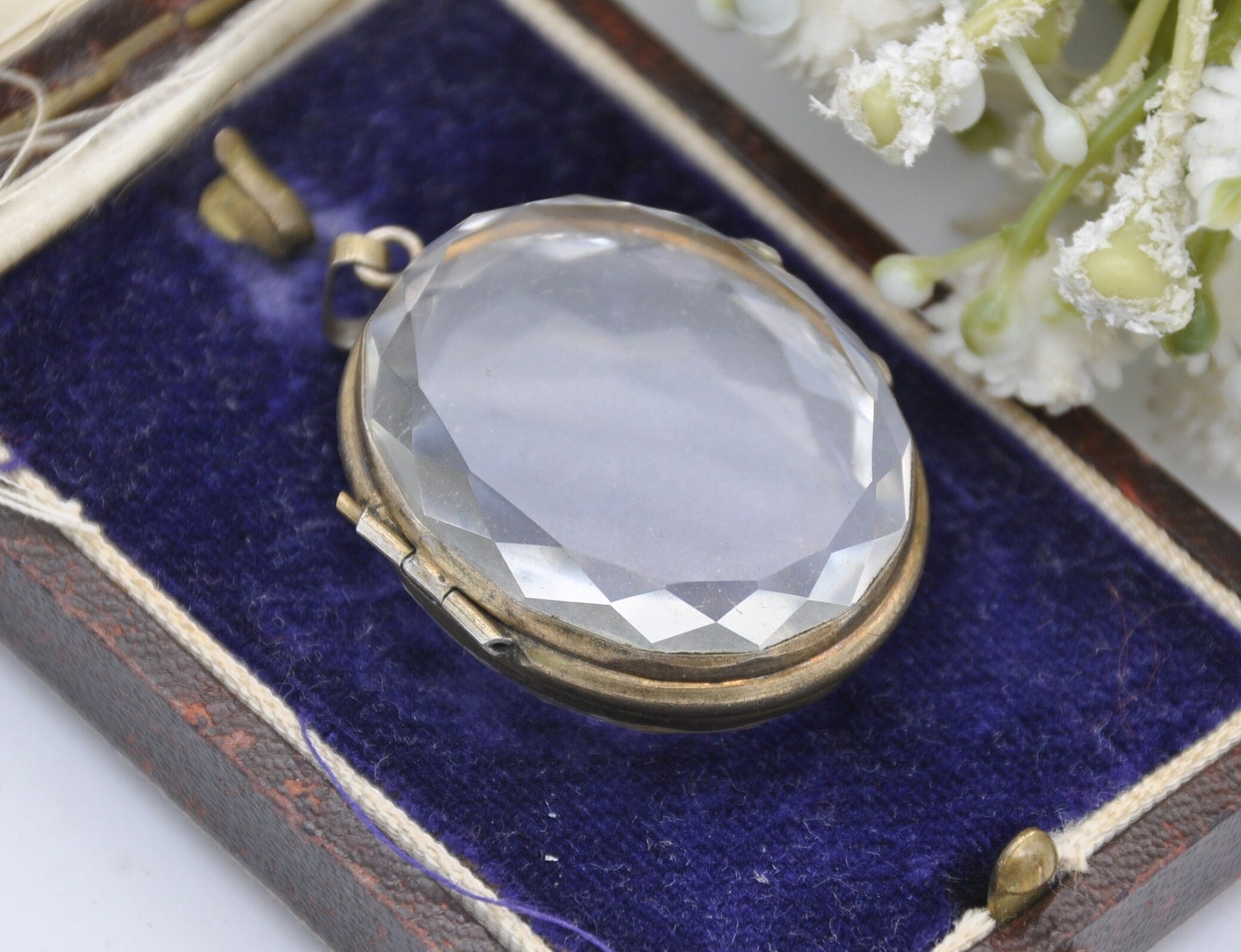 Antique Victorian Rock Crystal Locket Pendant