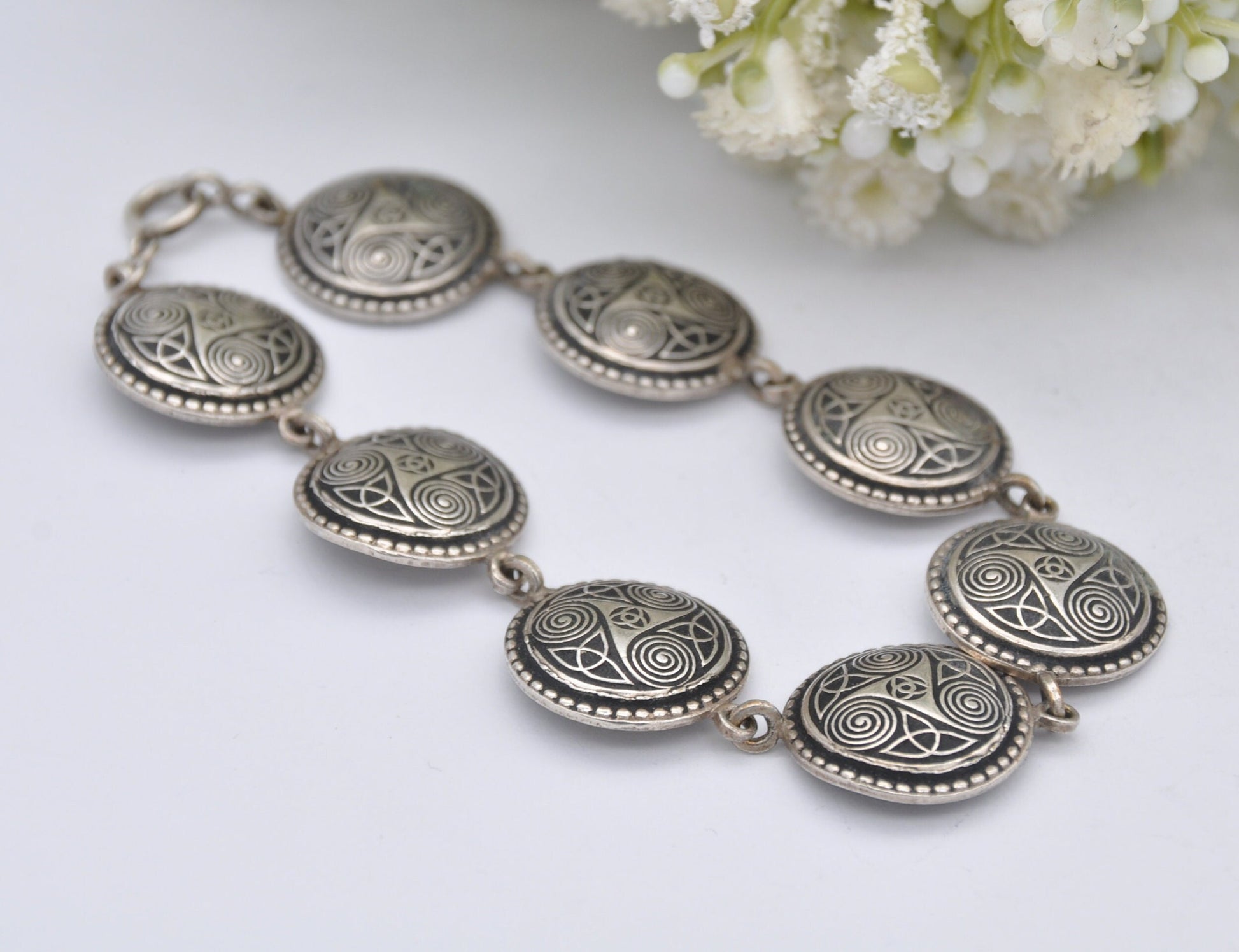 Vintage Silver Tone Breiz Bepred Kelt Bracelet - Brittany Forever | Bretagne France | Viking Style